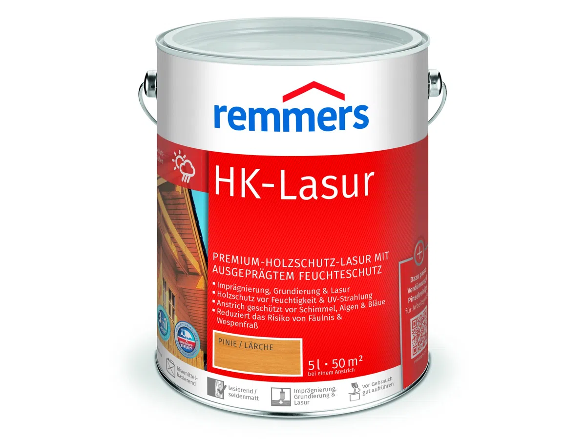 Remmers HK-Lasur 3in1 pinie/lärche, 5 Liter, Holzlasur aussen, Imprägnierung Grundierung Lasur