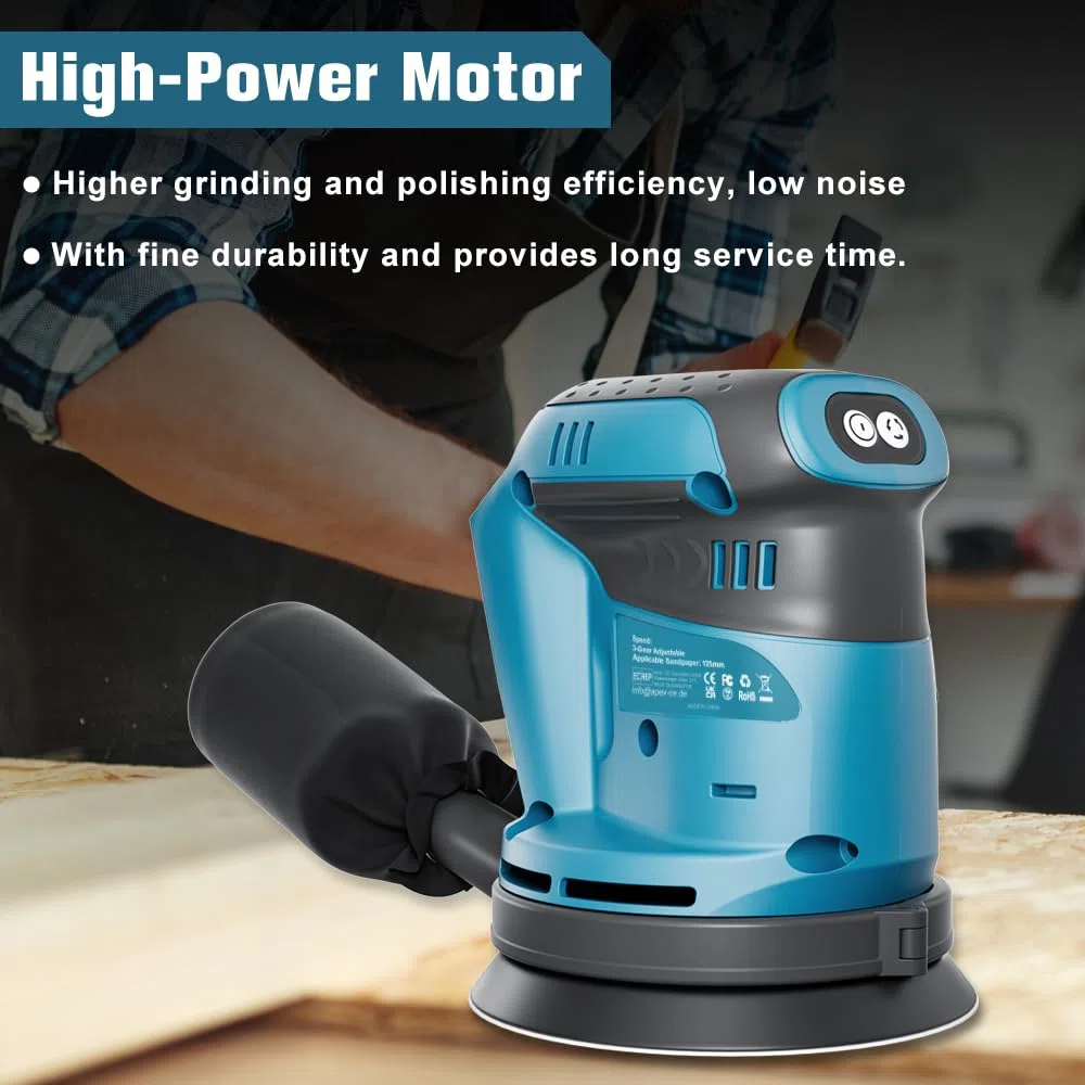 Akku Exzenterschleifer für makita 18V Akku (Akku nicht), Kabellose Elektroschleifer für die Holzbearbeitung, Metallverarbeitung, Lackentfernung, Rostentfernung, Autopolitur, Heimwerken usw