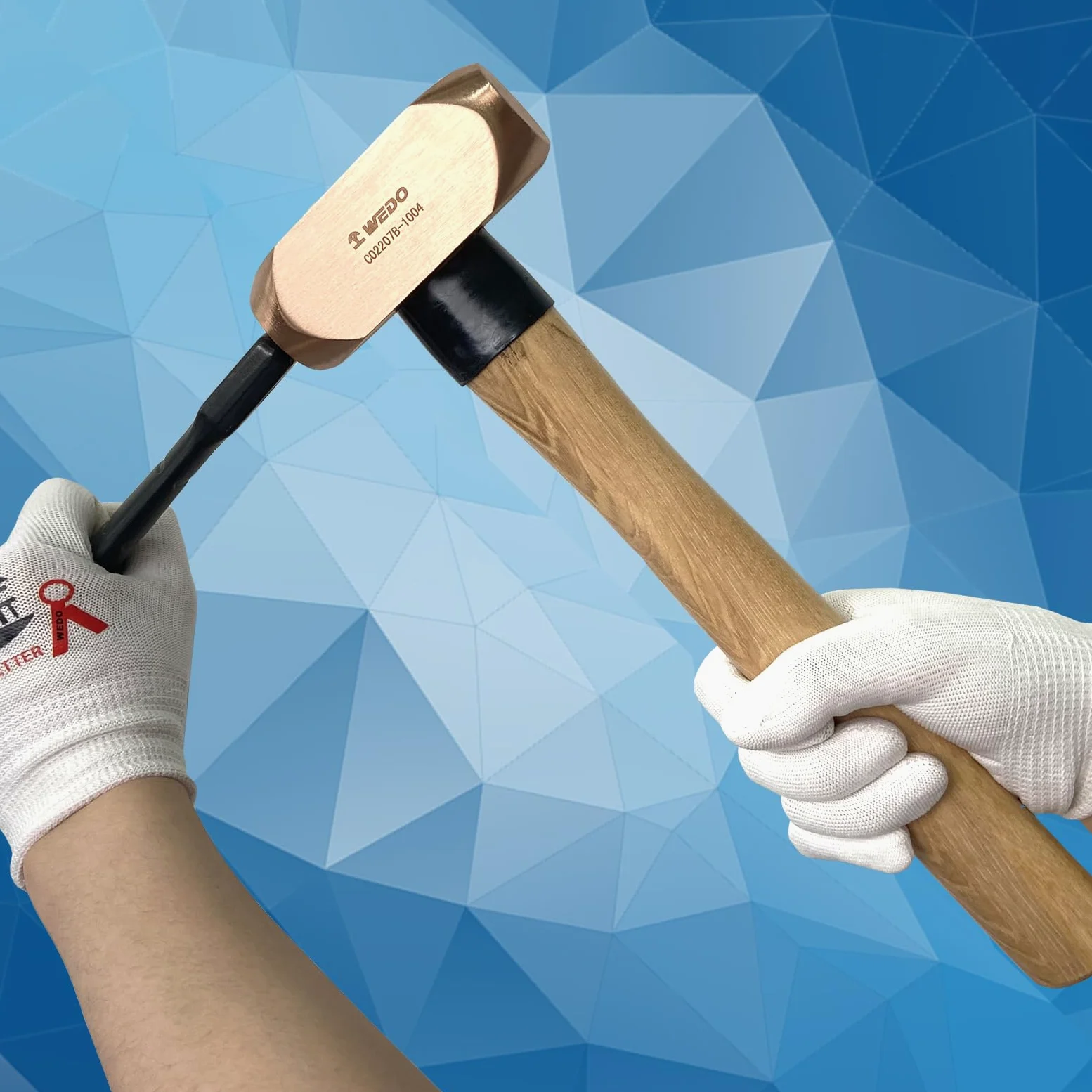 WEDO Fäustel,Kupferhammer,Vorschlaghammer mit Holzgriff,910g,Länge 320mm,Trockenbauhammer,Stemmhammer,Abbruchhammer Einsatz bei Präzisionsabbrucharbeiten