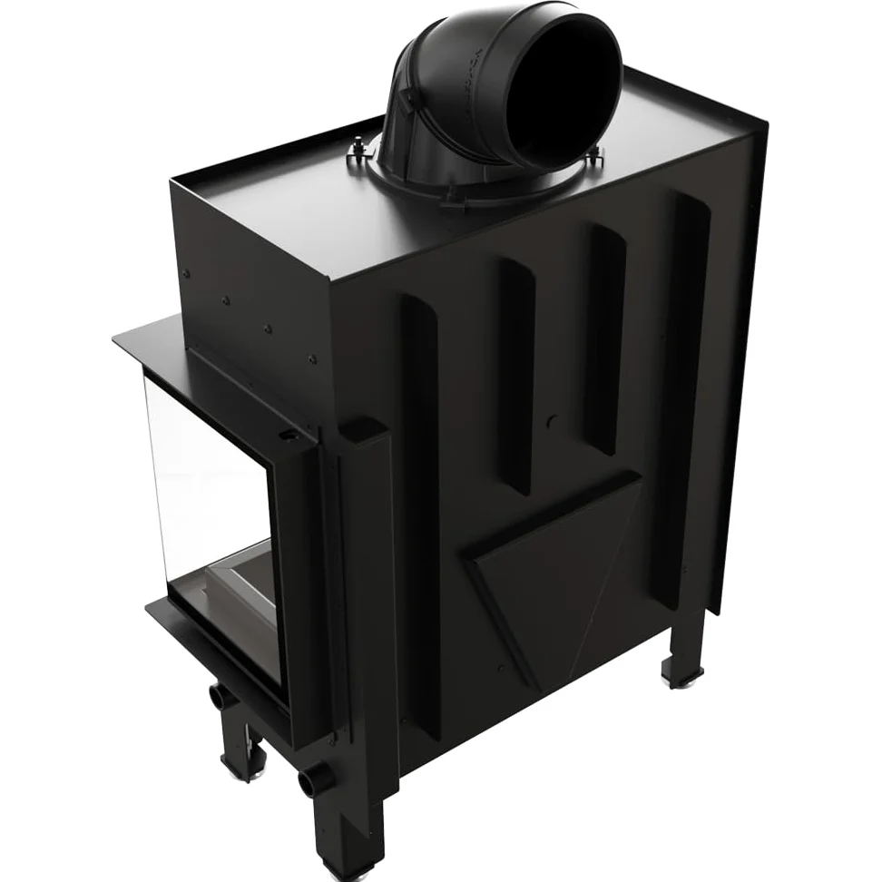 KRATKI Kaminofen Floki M Rechts – Stahl-Kamin 10 kW mit Ø 200 mm Anschluss, schwarzem Thermotec, Schließfunktion & Glass-Glas für effiziente Verbrennung
