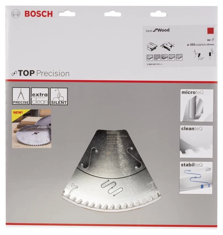 BOSCH Kreissägeblatt Top Precision Best für Wood, 350 x 30 x 3,5 mm, 84, 2608642121