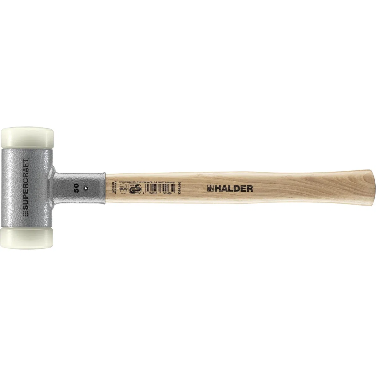 SUPERCRAFT-Schonhammer, mit schwingungsdämpfendem, ergonomisch geformtem und lackiertem Hickorystiel | D=50 mm | 3366.050
