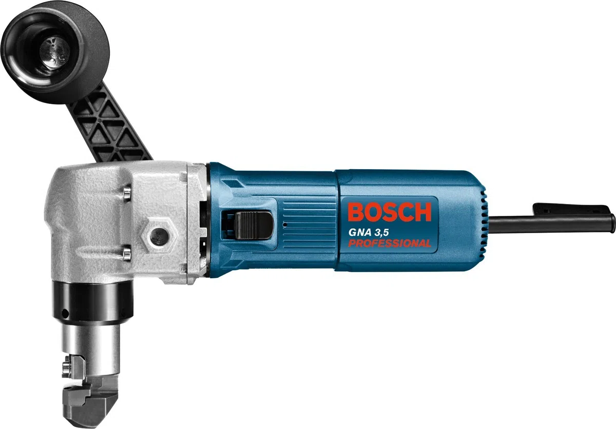 Bosch Professional Knabber GNA 3,5 (620 Watt, Schneidspurbreite 6 mm, Schneidkapazität 3.5mm, inkl. Sechskantstiftschlüssel SW 4, Zusatzhandgriff, Matrize, Stempel, Haltebügel, Nibbler)