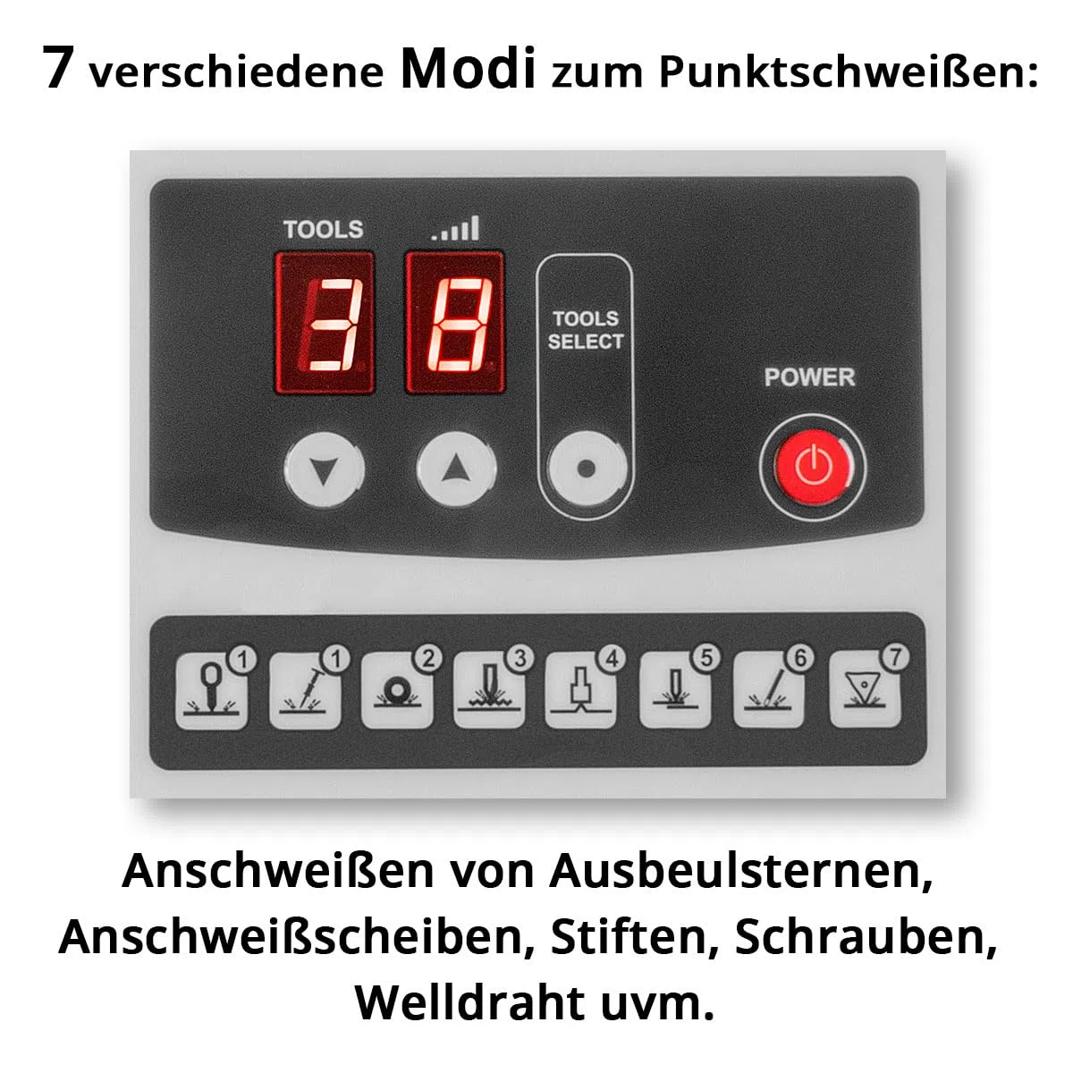 STAHLWERK Ausbeulspotter Karosserie (CBR-90 ST) – mit 7 Schweißmodi, 3.000 W, 6.800 A Punktschweißgerät, Kontaktzündung, inkl. umfangreichem Zubehör, Dellenlifter & Smart Repair (0,8–1,6 mm Blech)
