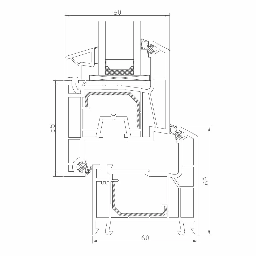 Kellerfenster - Kunststoff - Fenster - weiß - BxH: 70 x 60 cm - 700 x 600 mm - DIN Rechts - 3 fach Verglasung - 60 mm Profil