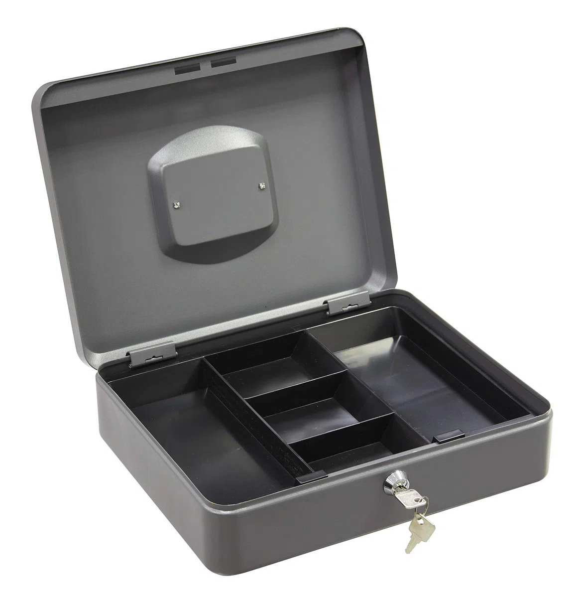 ARREGUI Elegant C9246 Geldkassette aus Stahl | Geldbox | 30 cm breit | Abschließbare Kasse mit Geldeinsatz | Große Geldkassette mit Schlüssel und Münzeinsatz/Geldeinsatz | Geldkasse | grau