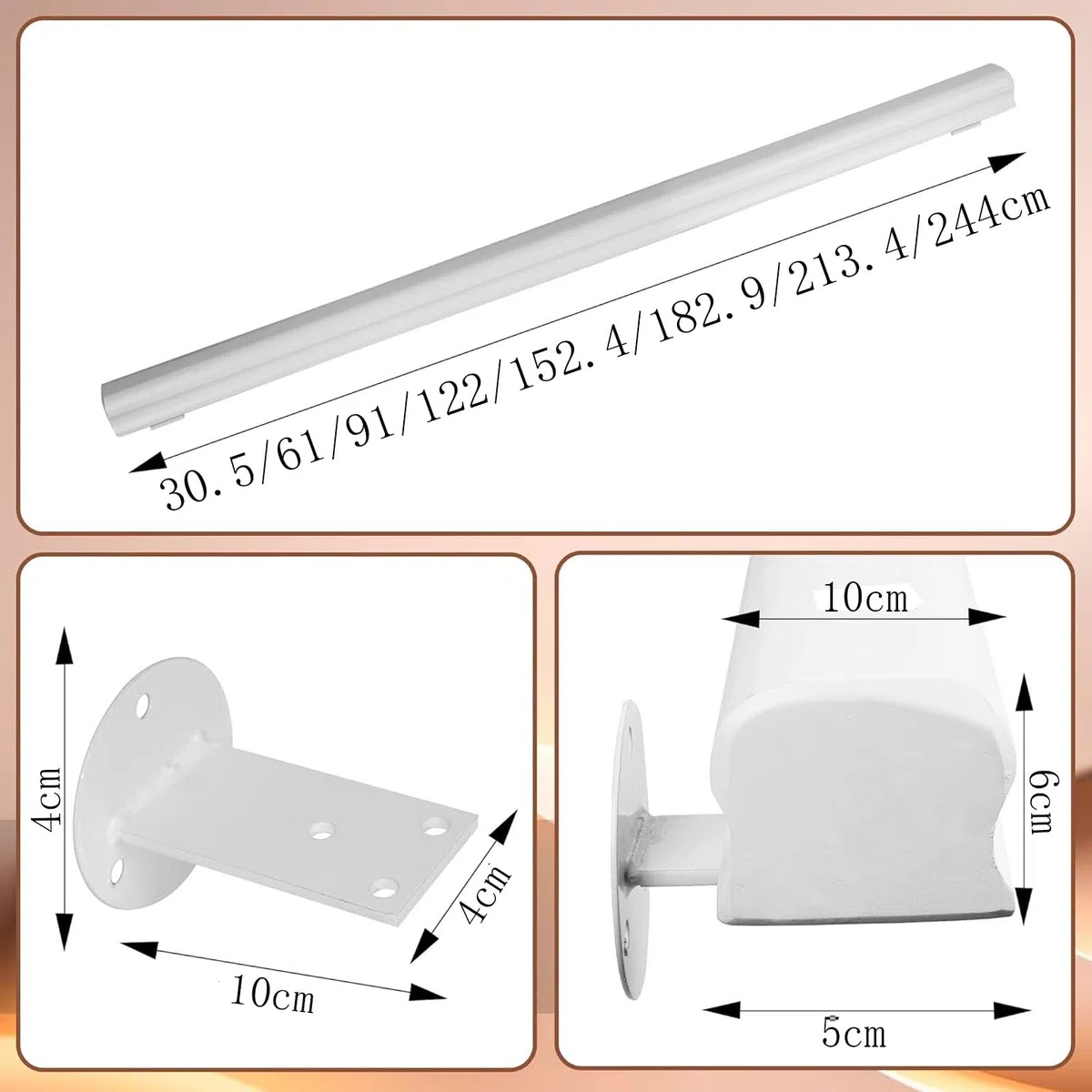 Handläufe für Treppen 30-600cm Holzhandlauf mit Halterungen, Rutschfeste Treppengeländer Stützstange, Gegen die Wand ältere Menschen und Kinder Loft Grab Bar Kit für Indoor Hospital Home (C, 150cm)