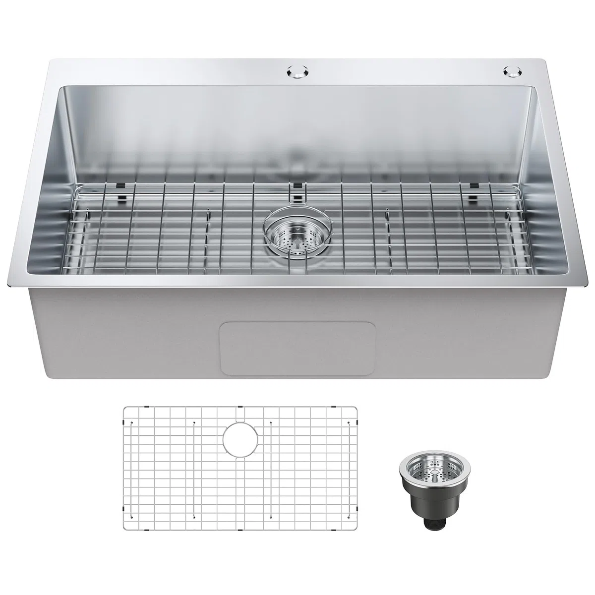 VEVOR 838 x 558 mm Küchenspüle Einbauspüle, Aufsatzbecken mit Einzelbecken & Zubehör, Waschbecken Spülbecken für Haushaltsgeschirrspüler für Arbeitsplatz, Wohnmobil, Vorbereitungsküche & Barspüle