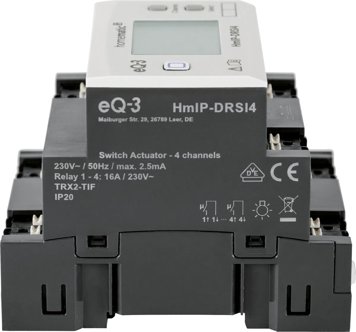 Homematic IP Smart Home Funk-Schaltaktor für Hutschienenmontage HmIP-DRSI4, 4-fach