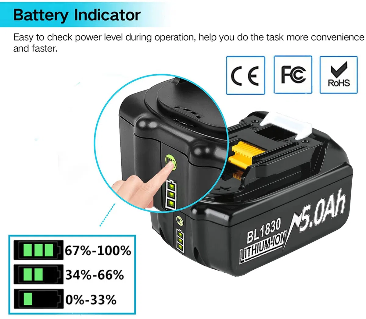 2X 18V 5,0Ah Ersatzakku für Makita + 4A DC18RC Ladegerät Kompatibel mit Makita 14.4V-18V BL1830 BL1850 BL1840 BL1860 BL1820 etc Werkzeugakku und DC18RC DC18RD DC18SF DC18RA DC18RF Ladegerät