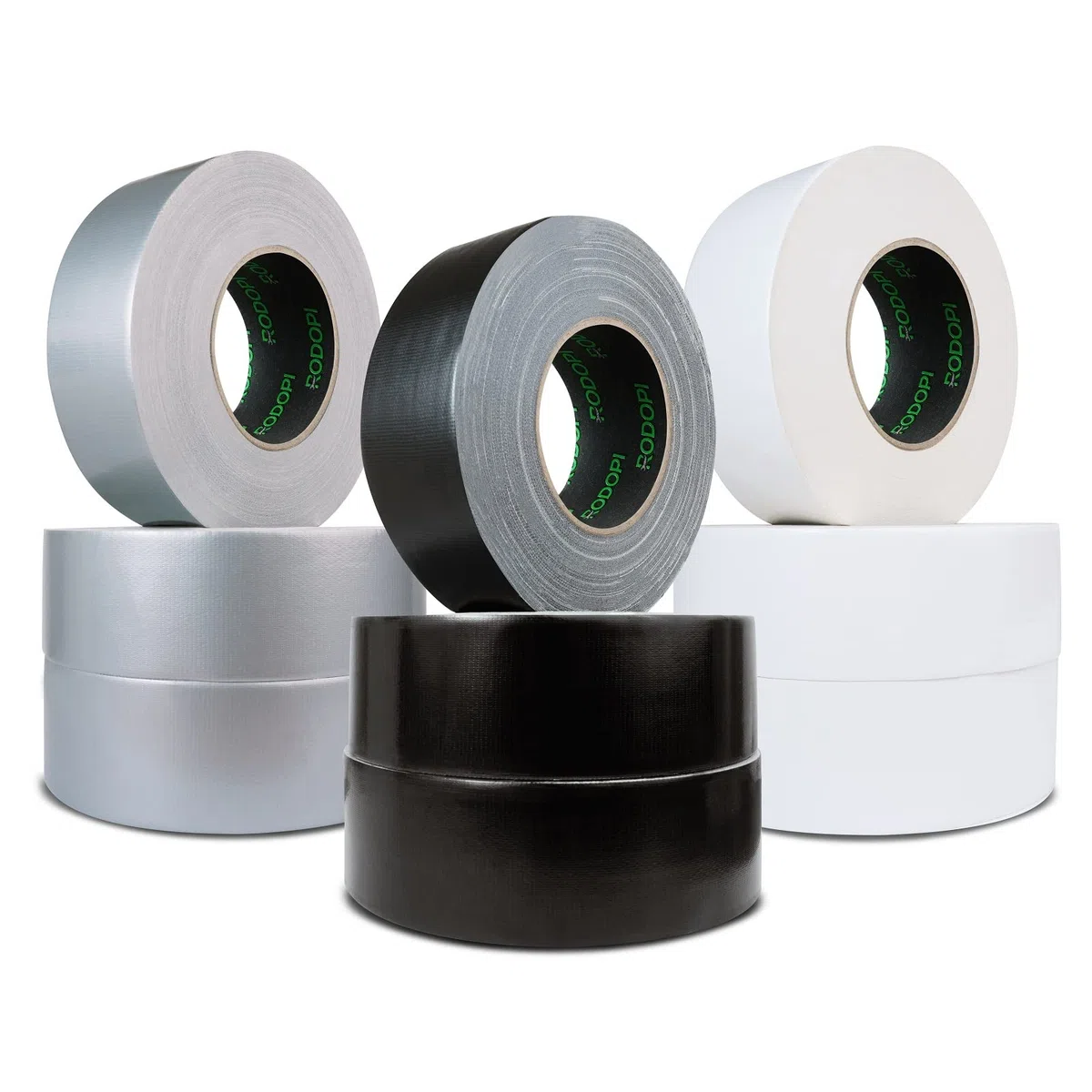 RODOPI Panzertape RaceTape 50mm x 50m Industrie Gewebeband Silber Schwarz Weiß Panzerband extra stark Gewebeklebeband Stärke 0,30mm Gaffa Tape Duct Tape (Schwarz, 24 Rollen)