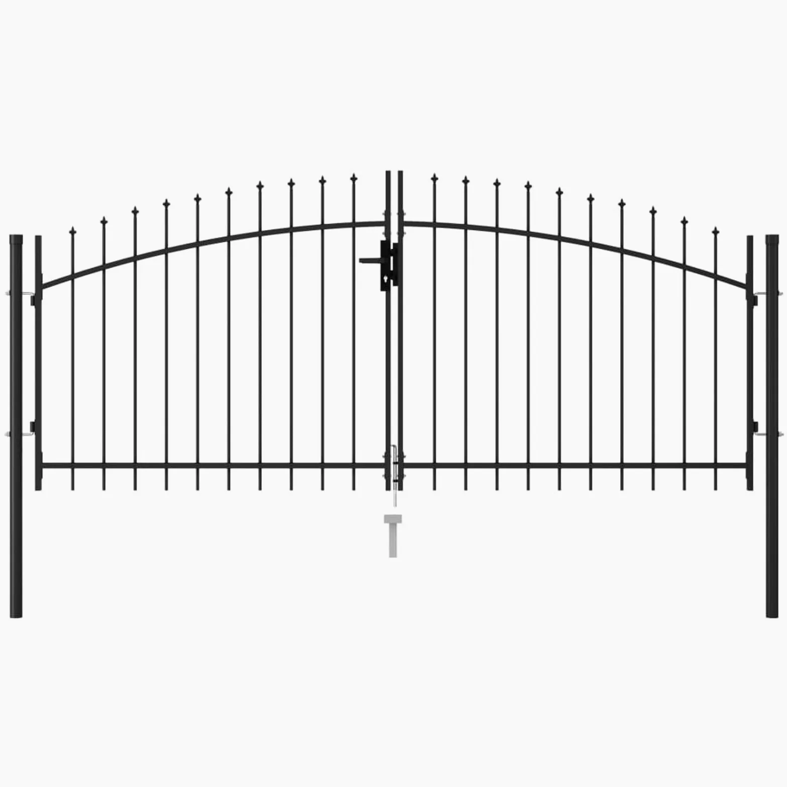 IKAYAA Doppeltor Einfahrtstor Hoftor Tor doppelflügeltor Gartentor Metall Zauntor Gartentür mit Schloss und 3 Schlüsseln-300 x 125 cm