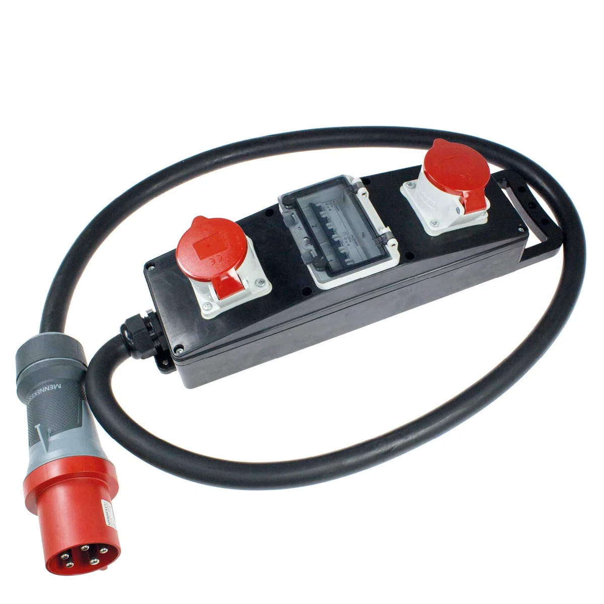 as - Schwabe Vollgummi Steckdosenleiste CEE 2 m H07RN-F 5G16-2 x CEE Steckdosen 400 V 32 A 5-polig - LS Baustromverteiler - Stromstation Baustelleneinsatz - Außenbereich - Made in Germany, 60807