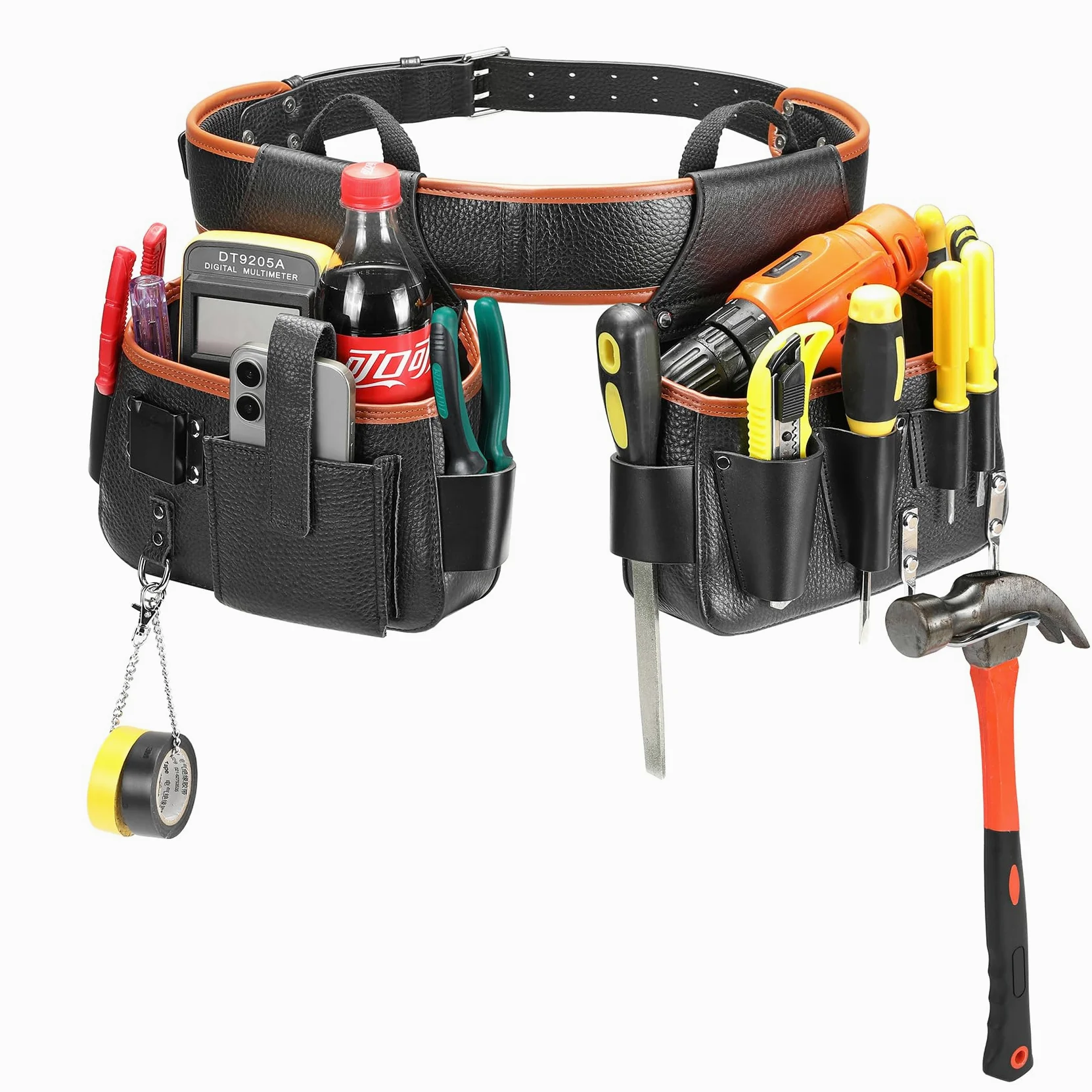 Echtes Leder Werkzeuggürtel mit Hammerhalter für Tischler, Handwerker