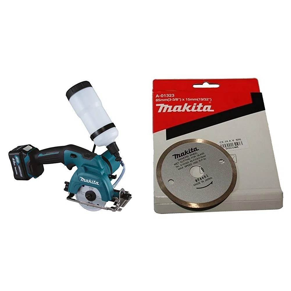 Makita Akku-Glas Fliesenschneider CC301DSMJ (10,8 V, 4,0Ah, 2 Akkus und Ladegerät im MAKPAC) + Makita B-21098 Diamant - Trennscheibe für CC300DWE