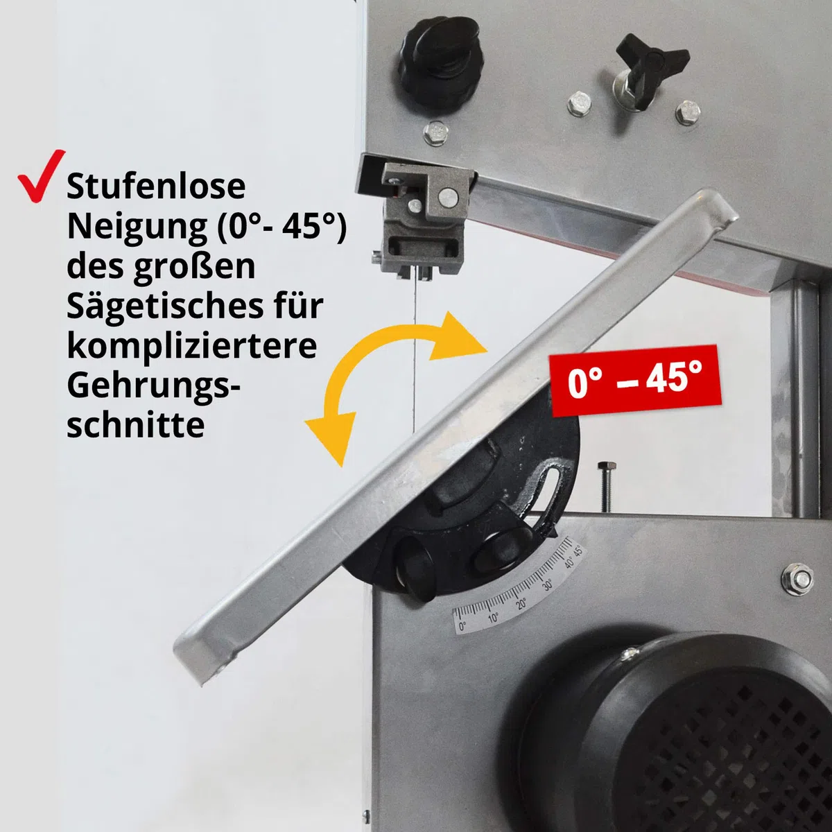 HECHT Bandsäge – 250 Watt Power für Hobby und Profi Arbeiten mit Holz und Metall – max. Schnitthöhe 85 mm, Schnittbreite 195 mm – 1400 mm Band – Führungsschiene/Parallelanschlag