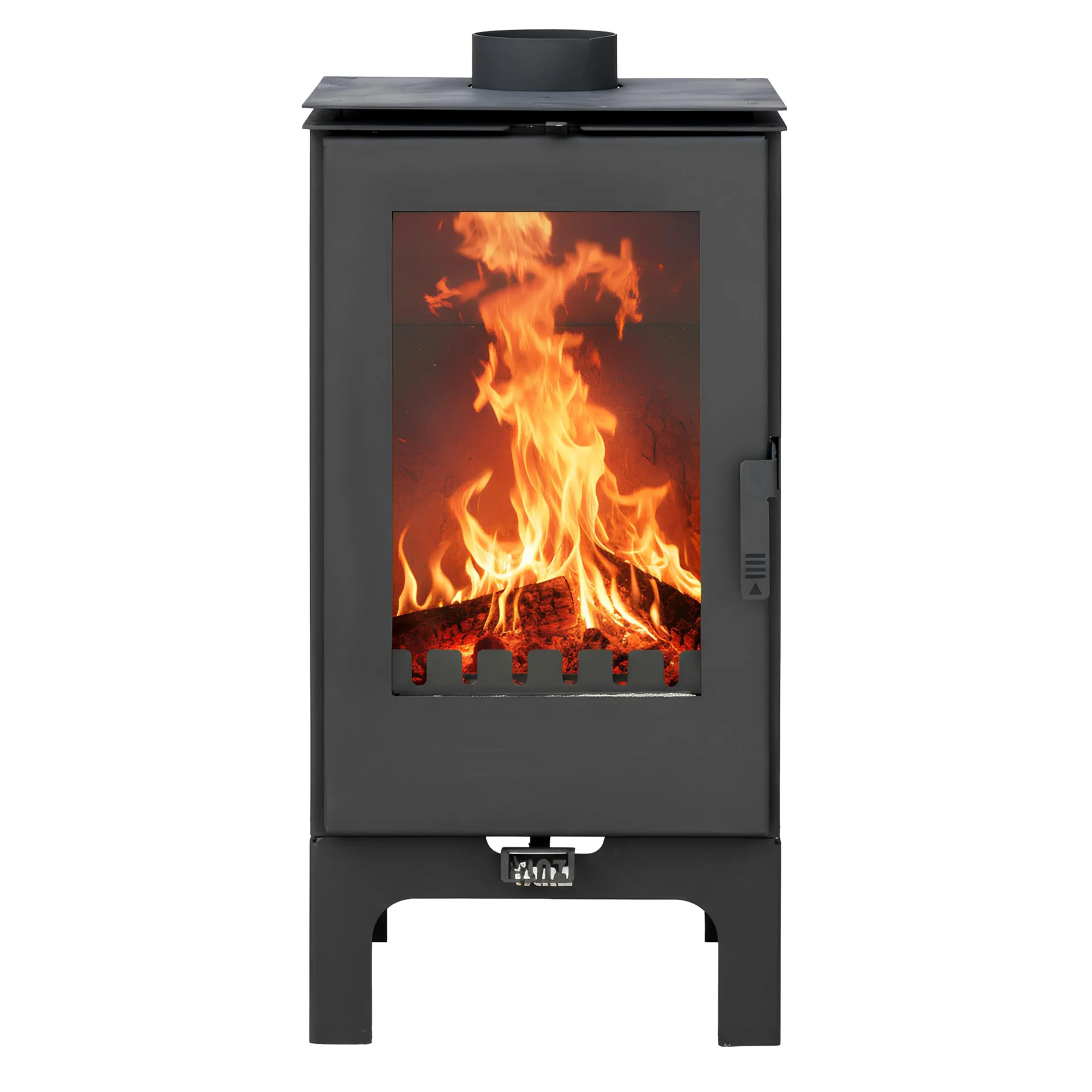 ALAZ K8M-L Kaminofen 9 kW – Holzofen Schwarz | Brennraum mit Schamott, großes Sichtfenster & Aschefach | Für Holzscheite bis 50 cm | Energieeffizienzklasse A