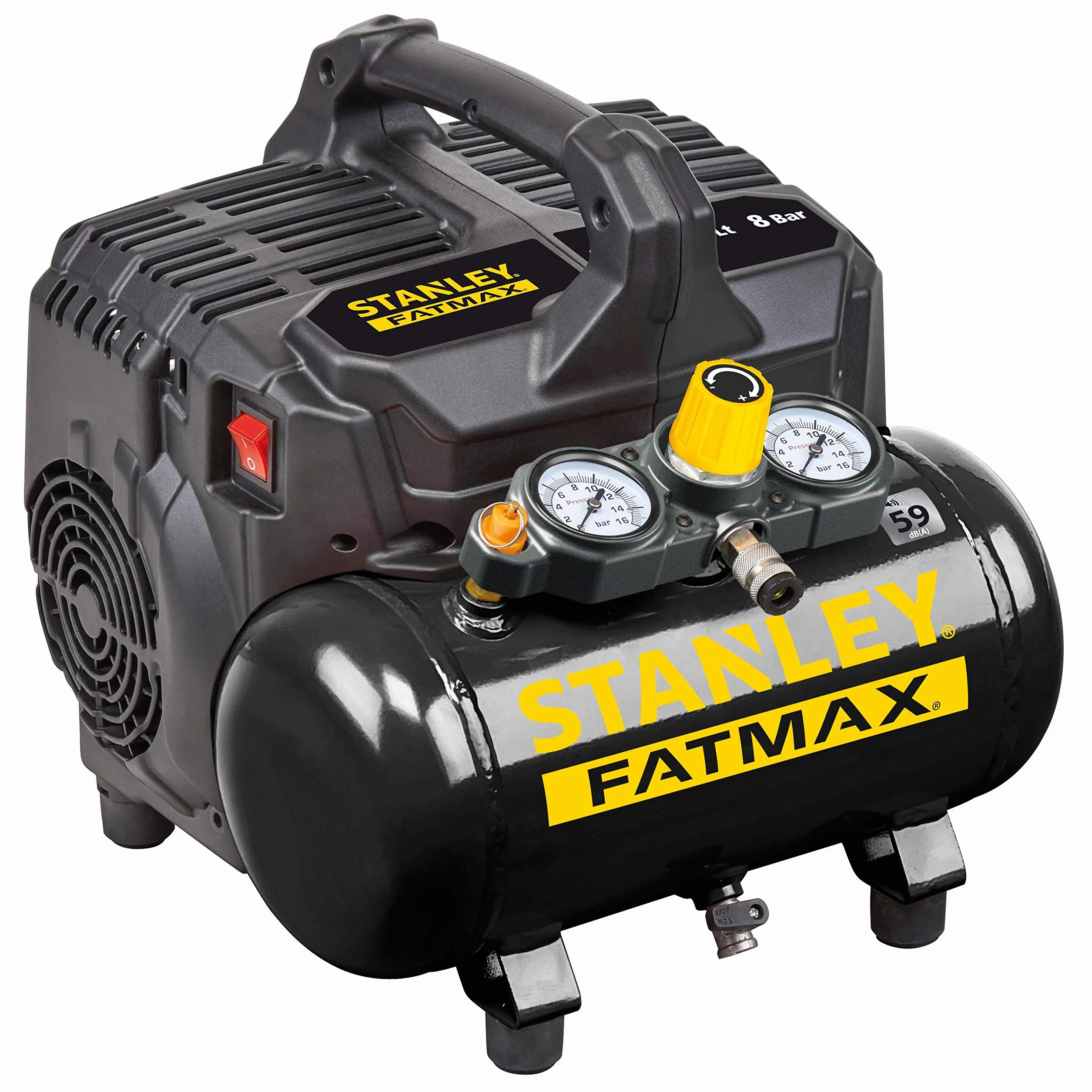 STANLEY FATMAX Kompressor Silent Air DST 101/8/6SI, 8bar, 6l Tank, 105l/min, 1PS, 59 db