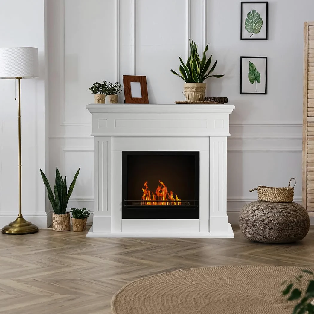 Divina Fire Cambridge Bodenkamin aus Holz, weiß, 110 x 36 x 100 cm