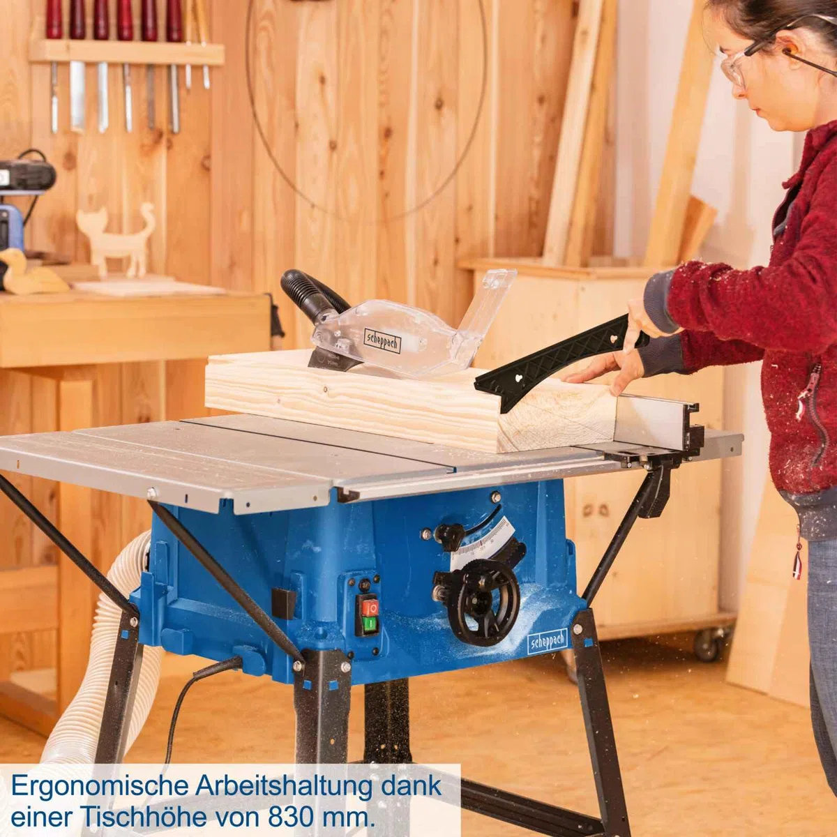 Scheppach Tischkreissäge HS100S | 230V 2000W | Schnitthöhe 85mm | Sägeblatt Ø 250mm | inkl. Tischverbreiterungen und Untergestell | Tischgröße mit Verbreiterung 642 x 940 mm | inkl. 2. Sägeblatt