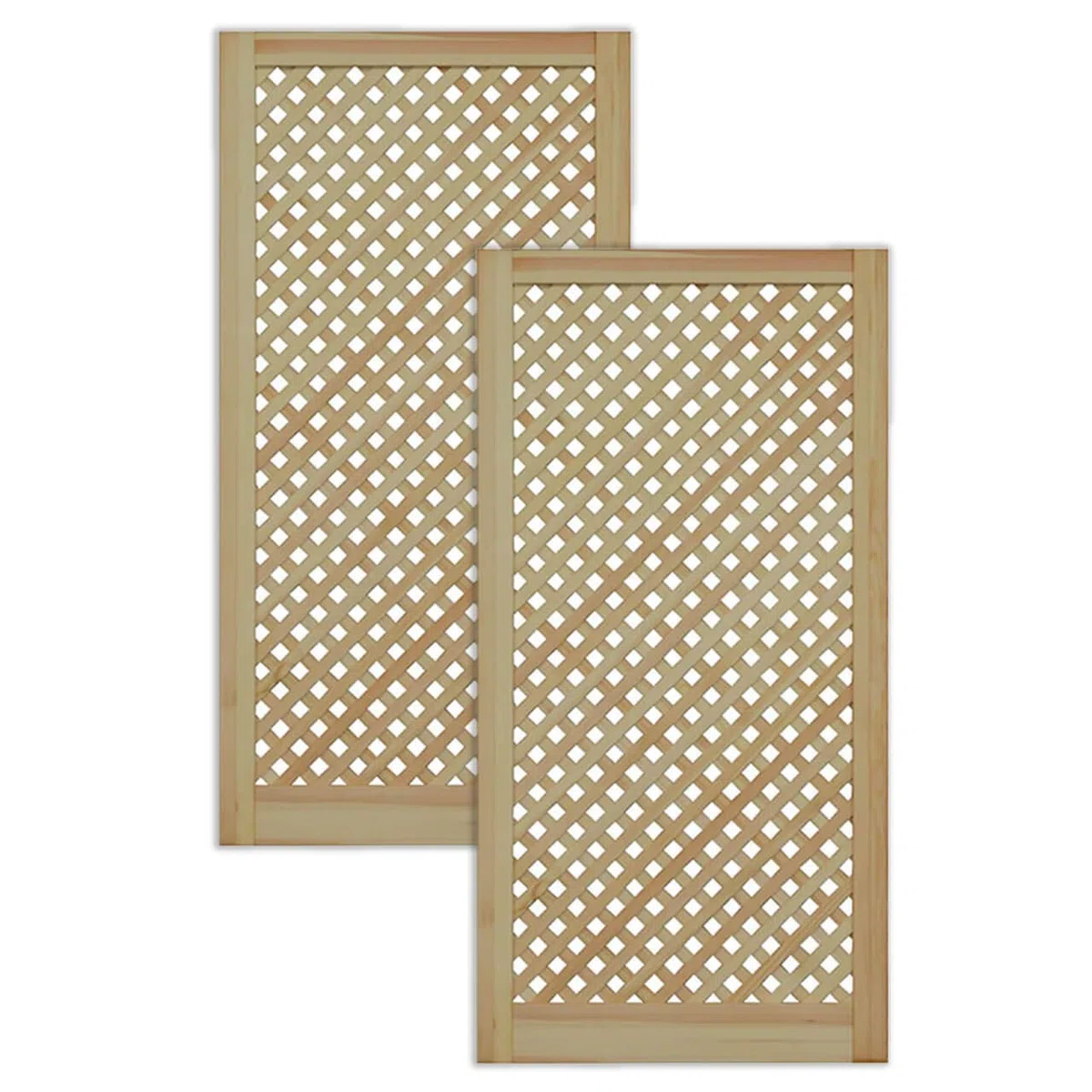Gittertür Holztür natur 99,3 x 49,4 cm Schranktür Raumteiler Schiebetür für Regale, Schränke, Möbel | Kiefer Holz unbehandelt | Doppel-Paket 2-er Pack