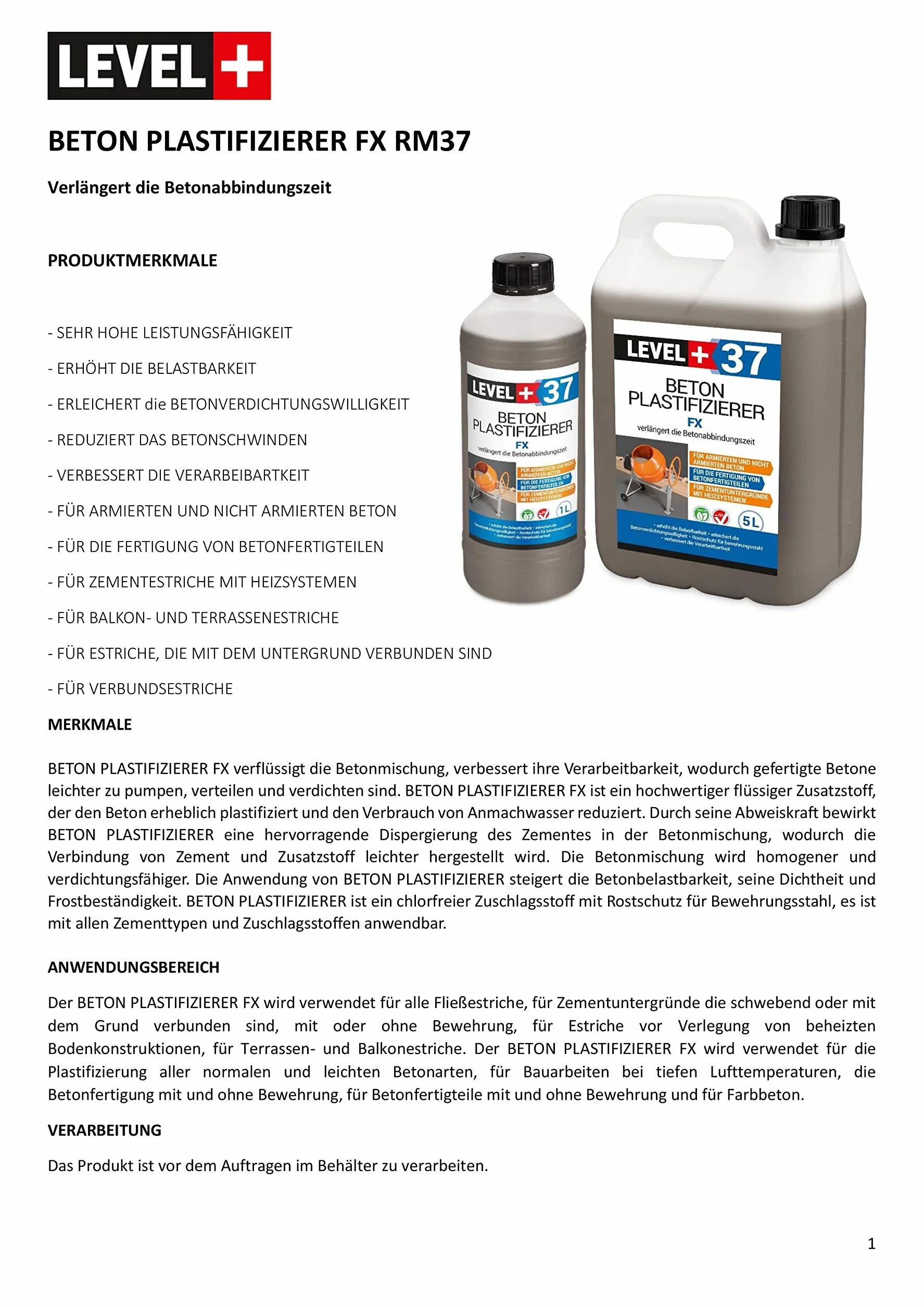 30L Plastifizierer Beton Zusatzmittel Betonverflüssiger Estrich Verzögerer RM37