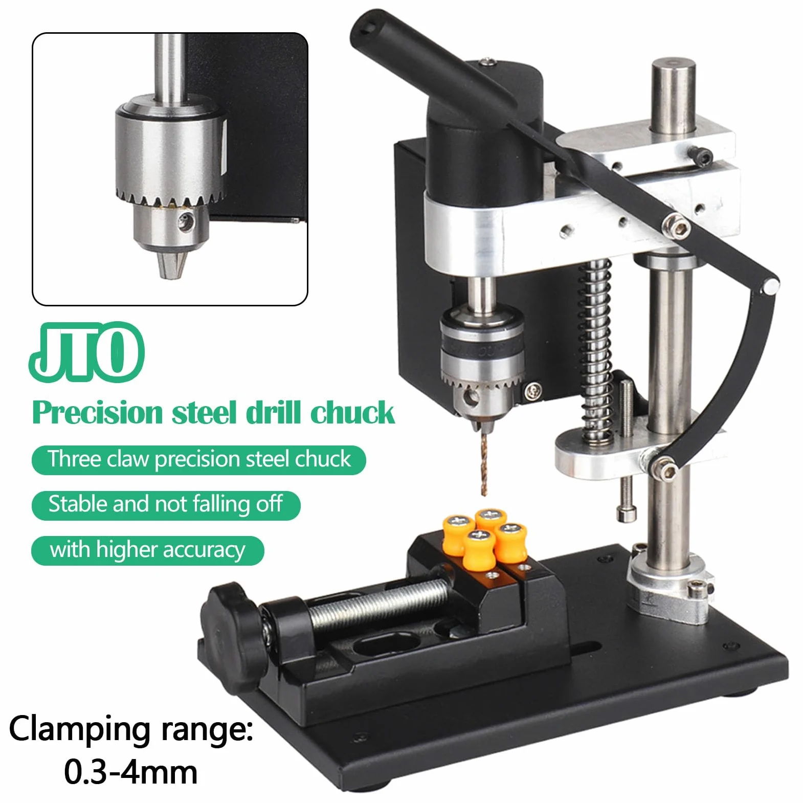 Standbohrmaschine, 250W Mini Tischbohrmaschine Ständerbohrmaschine 7 Gang Einstellbare Geschwindigkeit Bohrfutter mit Einer Spannweite 0,3-4mm 50mm Höhenverstellung für Metall Holz Acryl Aluminium