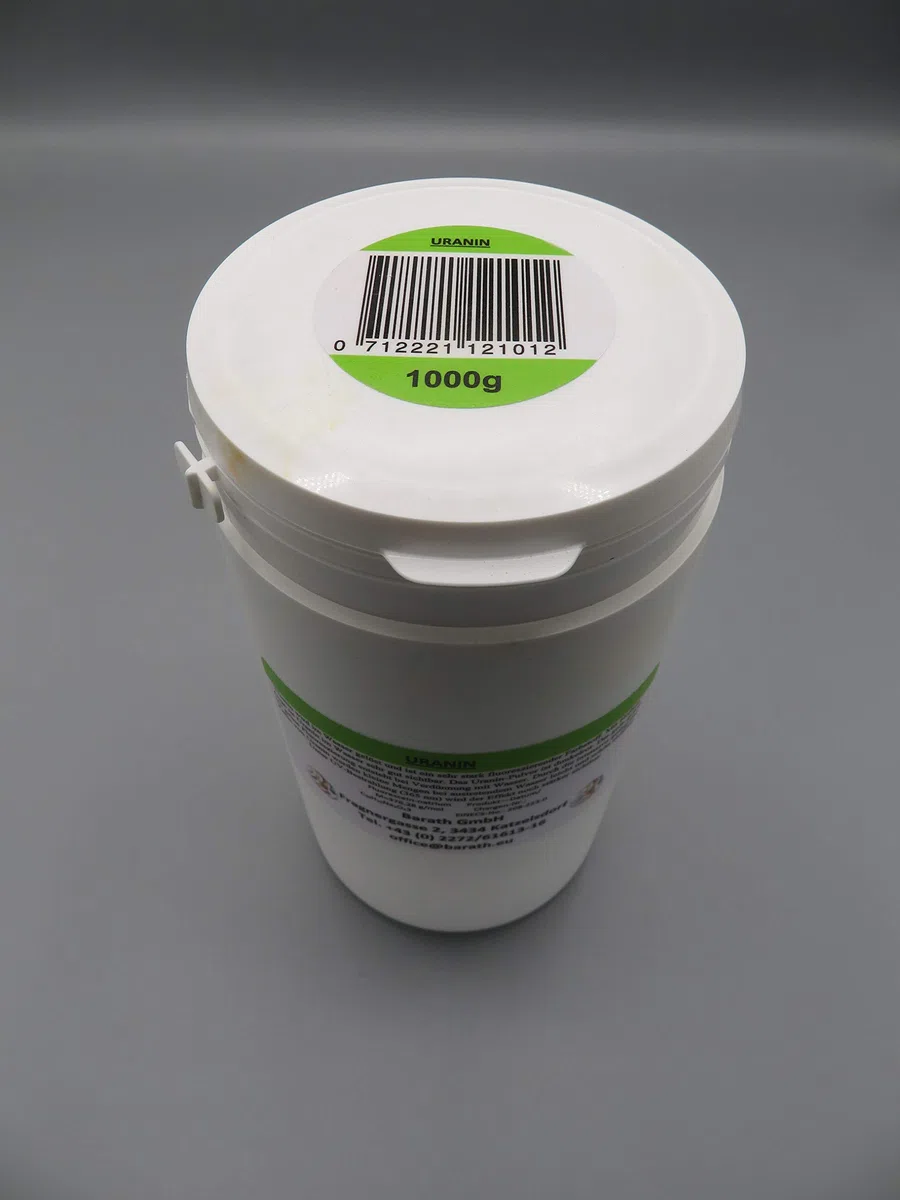 Uranin I Markierungsfarbstoff I Leckortung I Leckageortung I Dichtheitsprüfung I Wasserfärbemittel I Färbemittel I Pulver I Fluorescein (1)