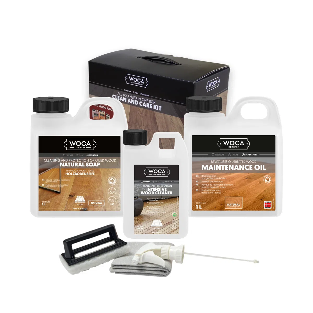 WOCA Denmark Pflegebox Natur für geöltes Parkett und Holz