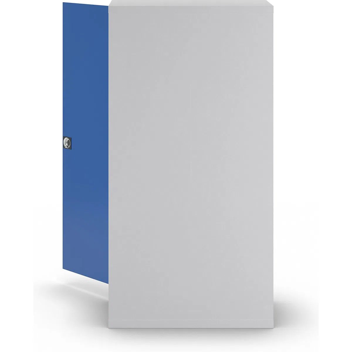 eurokraft | Stahlschrank Nilas | mit 4 Fachböden | HxBxT 1950 x 1000 x 500 mm | lichtGrau/Enzianblau