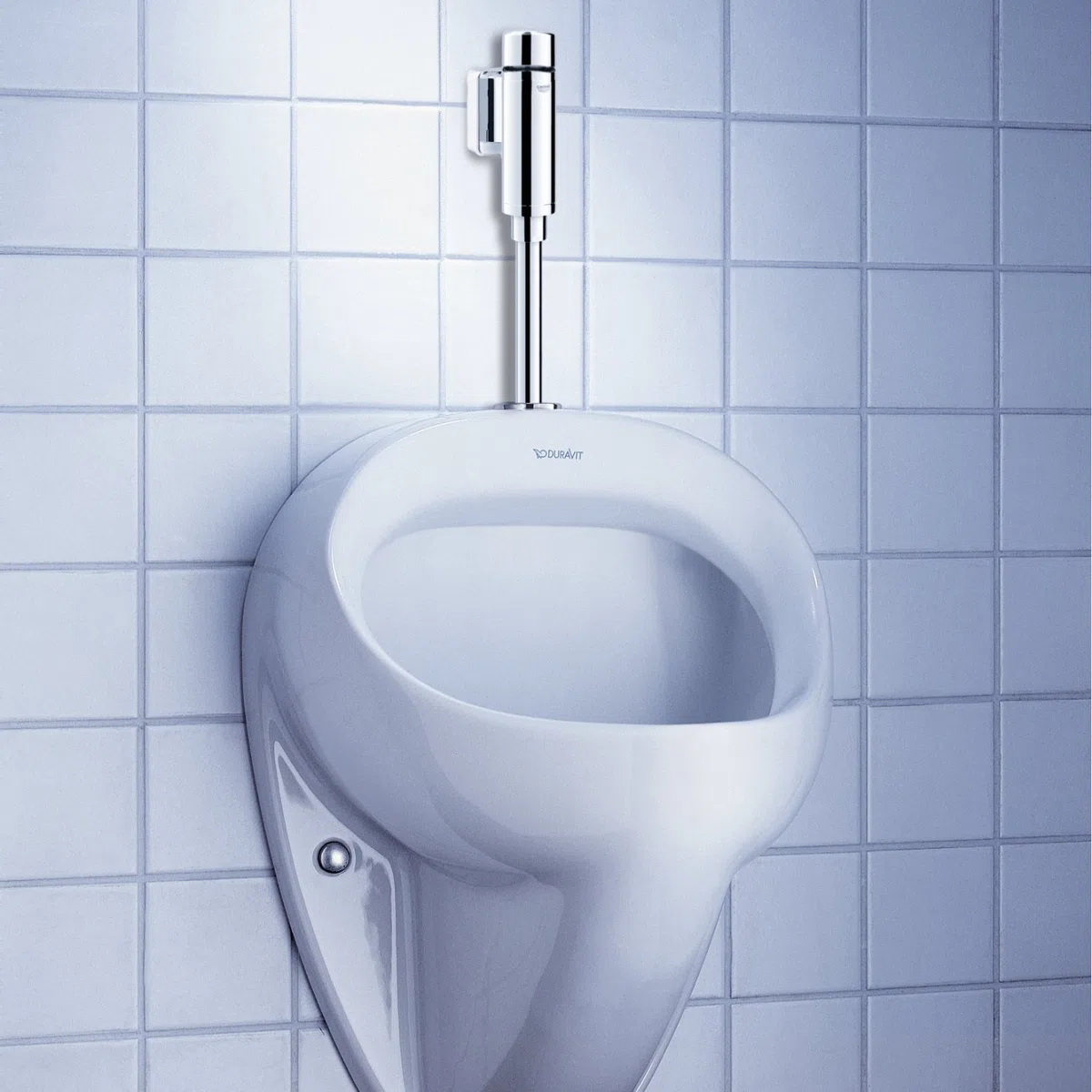 GROHE Rondo, Druckspüler für Urinal (mit integrierter Vorabsperrung, mit Betätigungskappe und Abgangsstutzen, 1/2 Zoll, langlebige Oberfläche, Spülmengeneinstellung 1,0-4,0 l), chrom, 37339000
