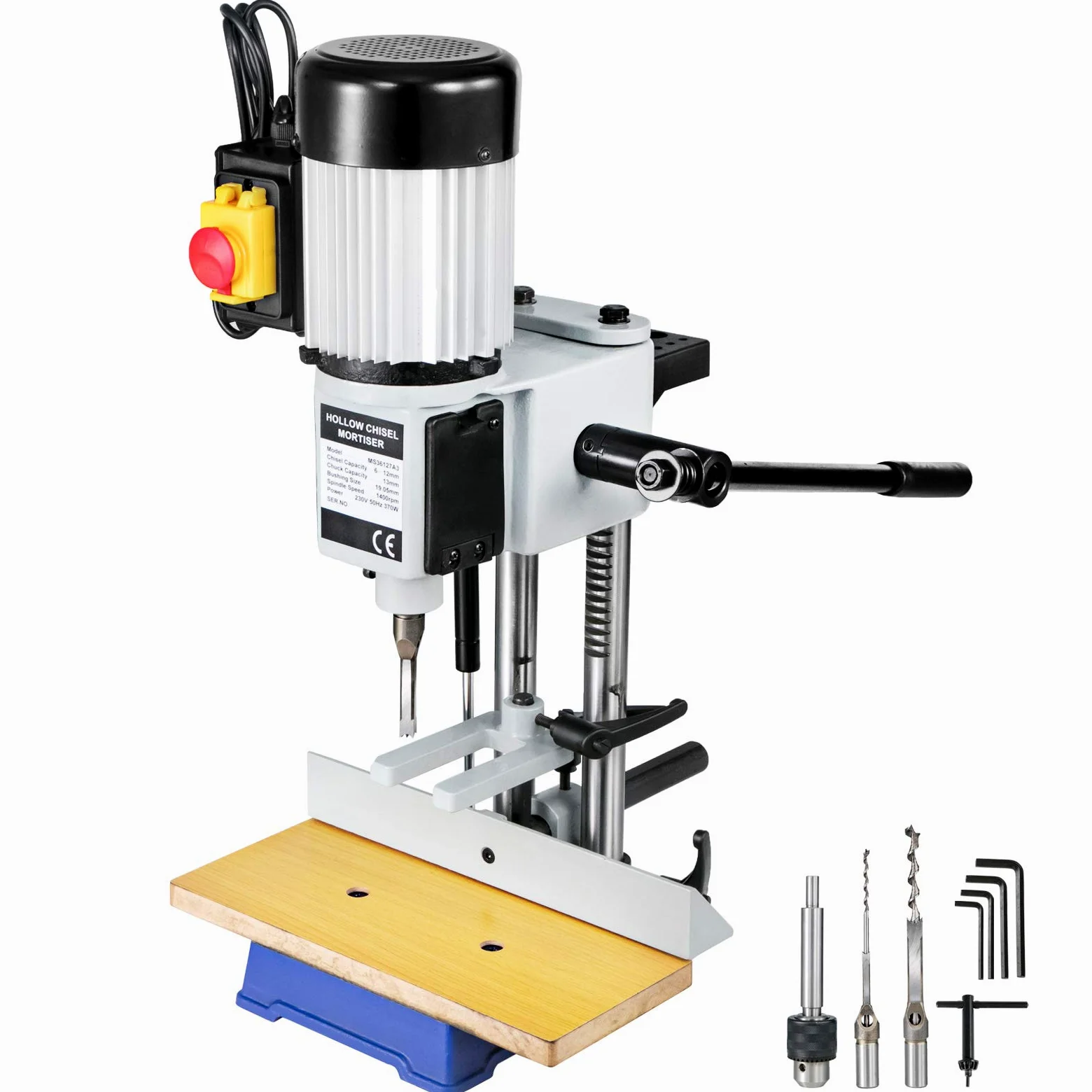 VEVOR Tischstemmmaschine, 550 W, 2800 U/min, Langlochbohrmaschine, Hohlstemmmaschine mit Meißel-Bit-Sets, Stemmmaschine für Holzarbeiten, zum Bohren runder oder quadratischer Löcher in Holz