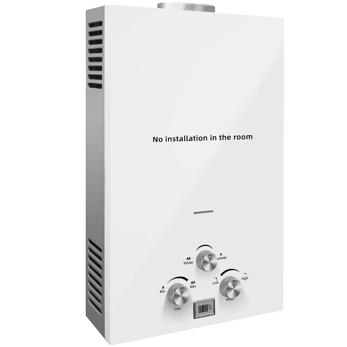 LPG Gas Durchlauferhitzer 18L Warmwasserbereiter Gas 36KW Flüssiggas-Warmwasserbereiter für Badezimmer LPG Warmwasserbereiter Tankless Instant Boiler Heißwasserbereiter (18L Weiß)