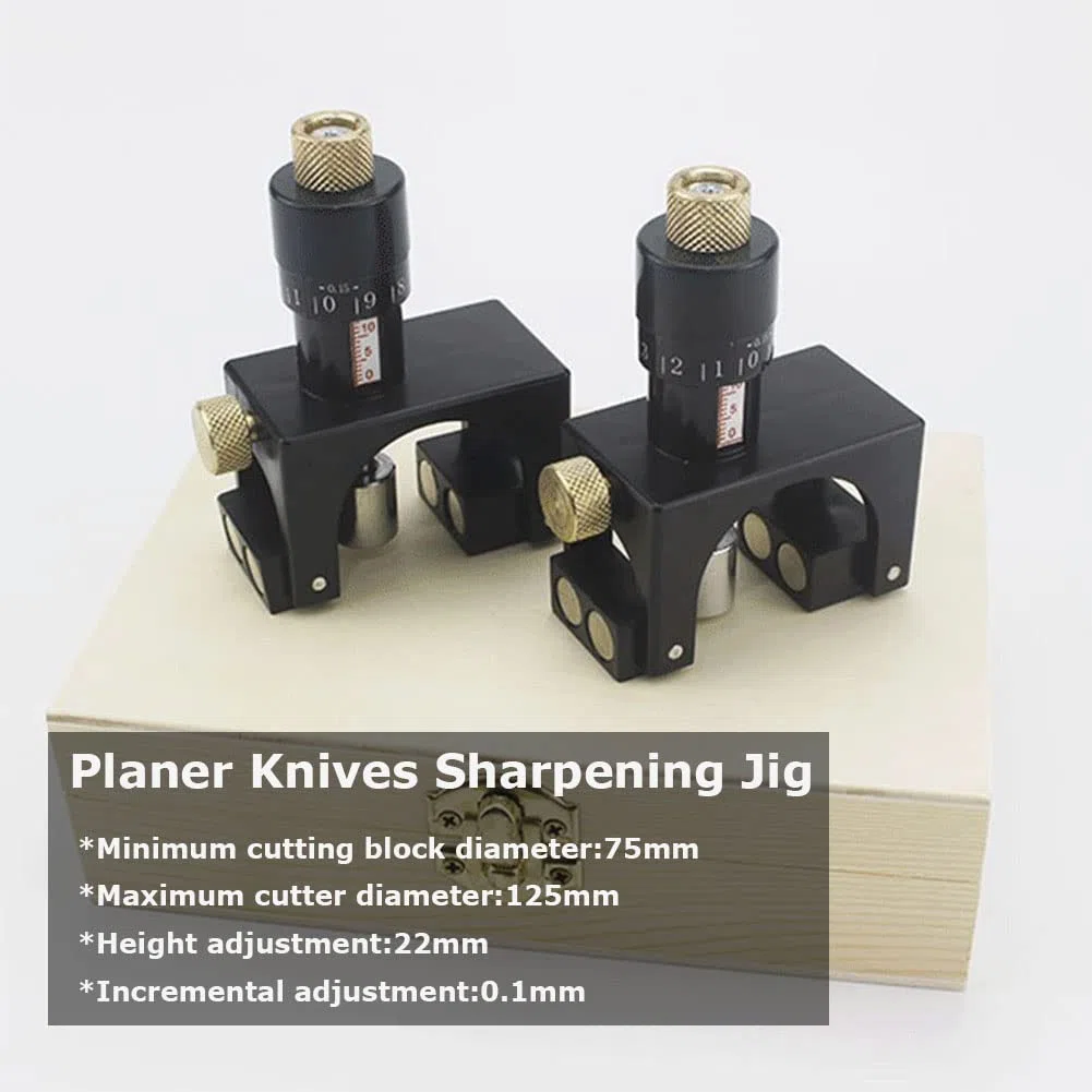 2 Stk. Hobelmesser Einstellehre mit Holz Tragkoffer, Magnetisch Hobelmaschine Schneiden Einstellung Kalibration für Holzbearbeitung