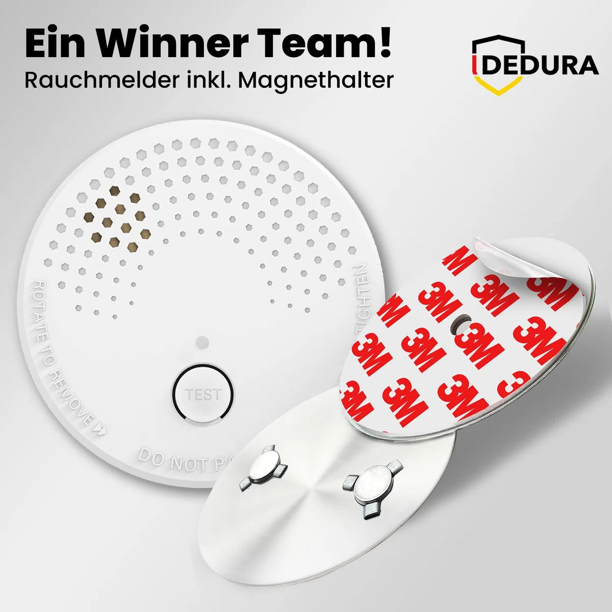 Rauchmelder mit Magnethalterung 10er Set - ohne Bohren und Schrauben mit 10 Jahre Garantie - Rauchmelder Magnethalterung mit extra starken Klebepads