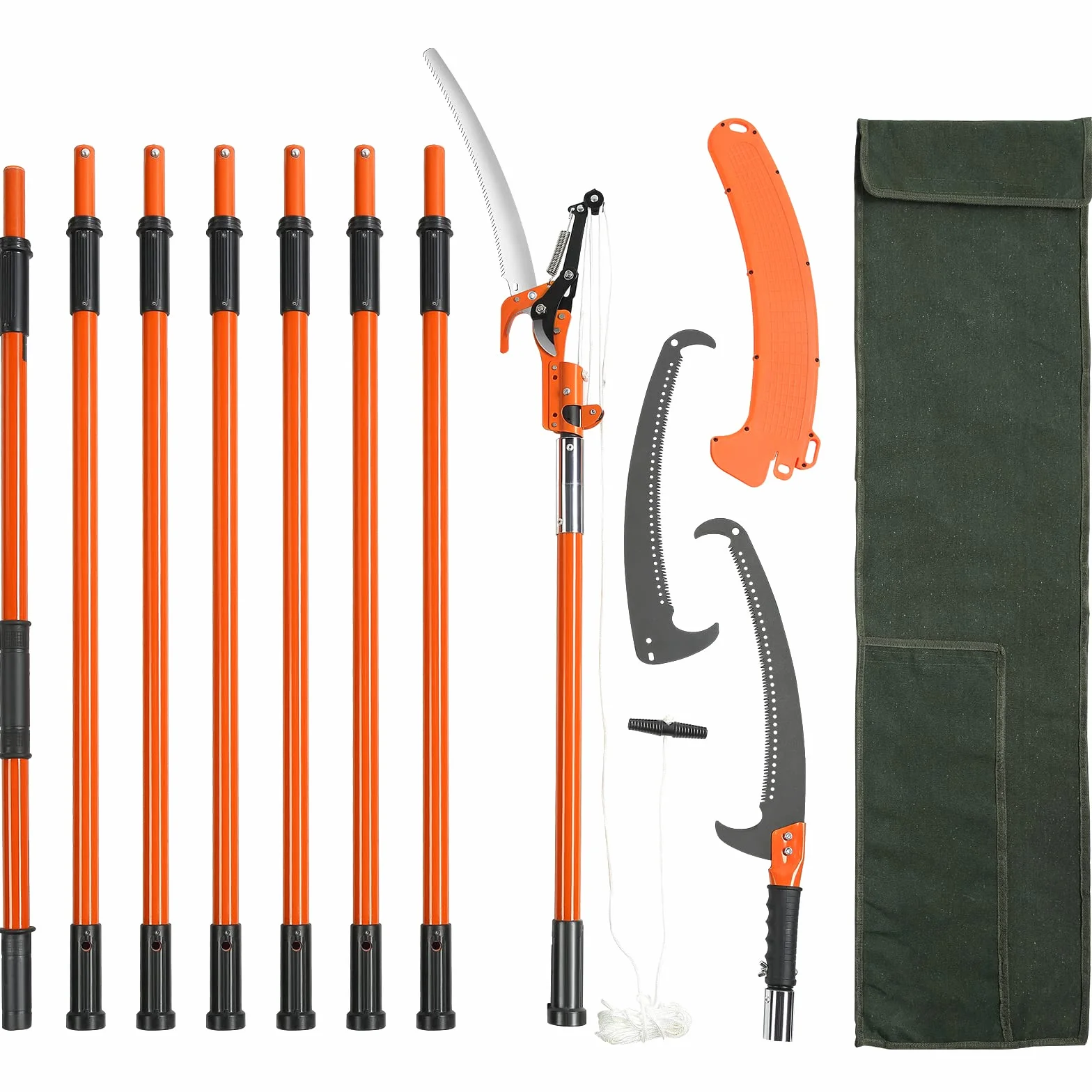 VEVOR Manuelle Stangensäge 8 m, scharfe Stahlklinge und Schere 2,2–8,2 m ausziehbare Baumschere, hohe Äste, Astschneider mit leichten 8 Fiberglasgriffen,zum Beschneiden von Handflächen und Sträuchern