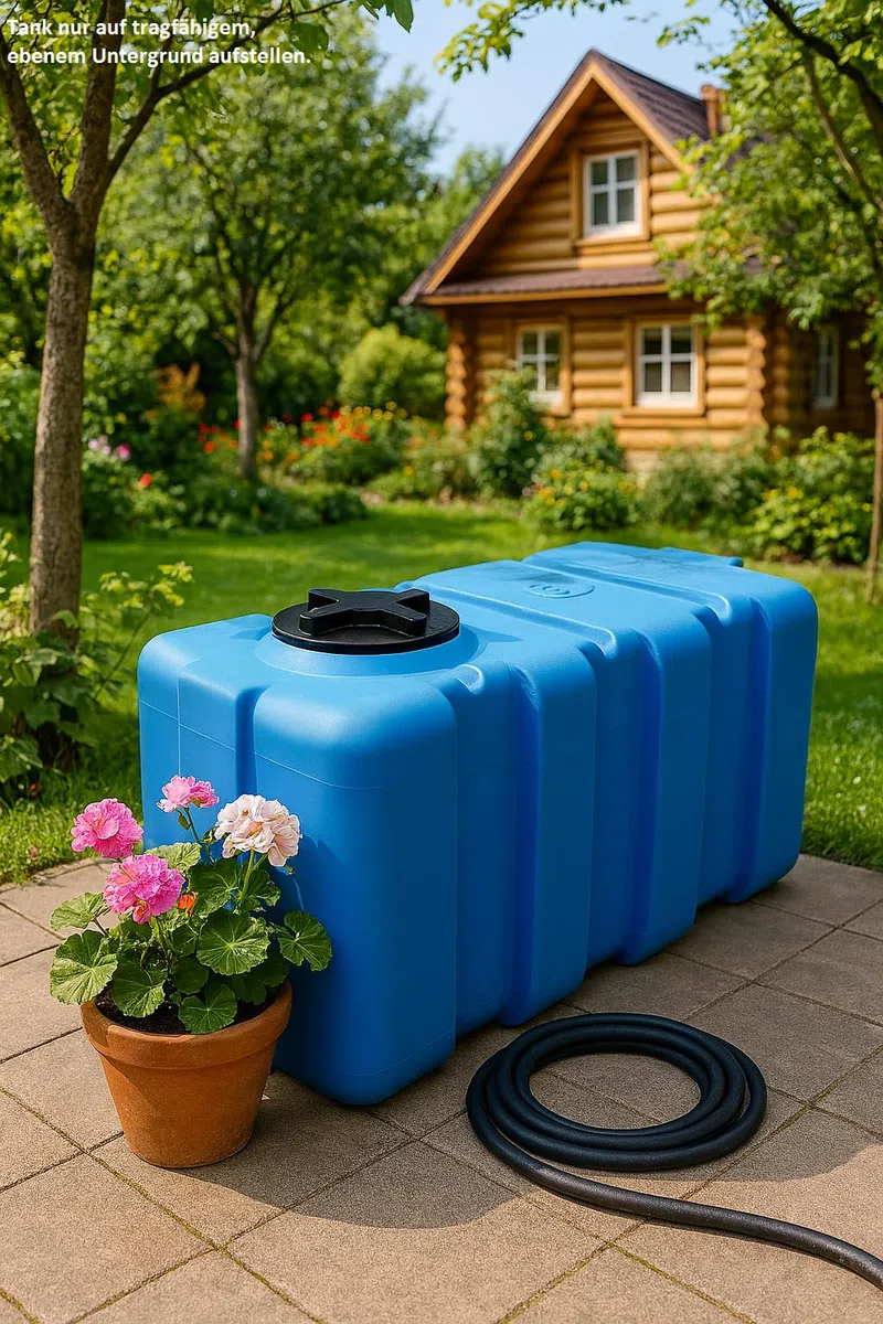 KMND Wassertank 200 Liter - PE-HD Wasserbehälter - lebensmittelecht PZH-Zertifiziert Regentonne Fass Tonne - Extrem Robust eckig für Camping Garten Landwirtschaft Notversorgung Vorrat - Blau