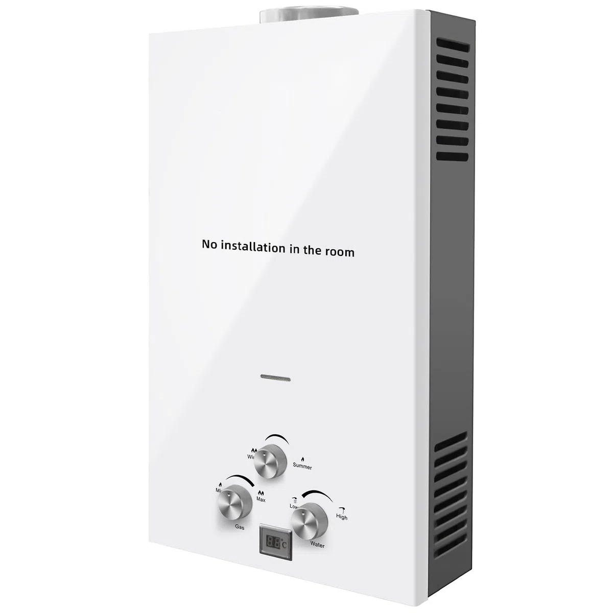 LPG Gas Durchlauferhitzer 18L Warmwasserbereiter Gas 36KW Flüssiggas-Warmwasserbereiter für Badezimmer LPG Warmwasserbereiter Tankless Instant Boiler Heißwasserbereiter (18L Weiß)