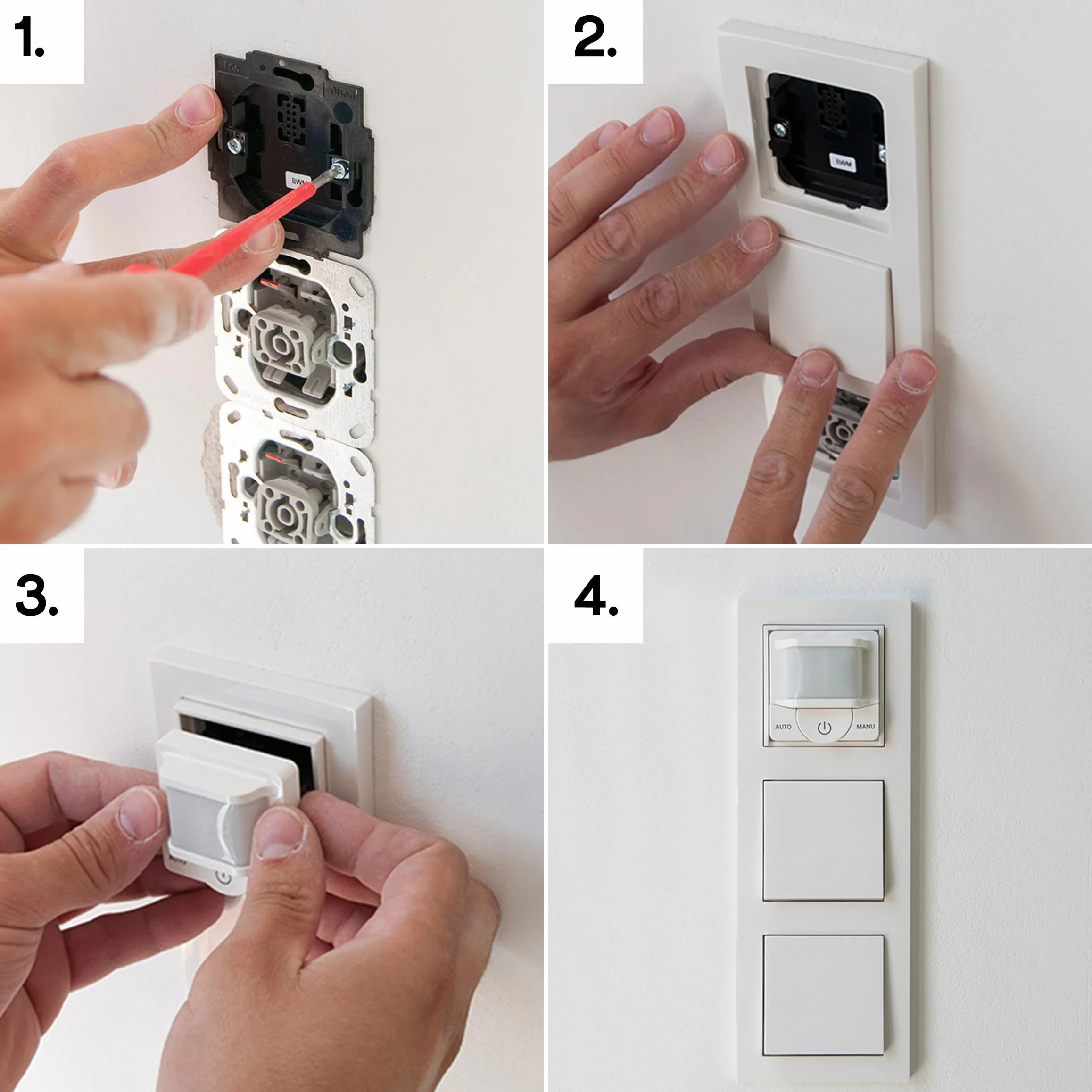 HOMEPILOT Bewegungsmelder smart, inkl. Timer z.B. für Treppenhaus, Empfindlichkeit Bewegungssensor & Helligkeitssensor einstellbar, Lichtsteuerung 230V (Smart Home App via Gateway Premium)