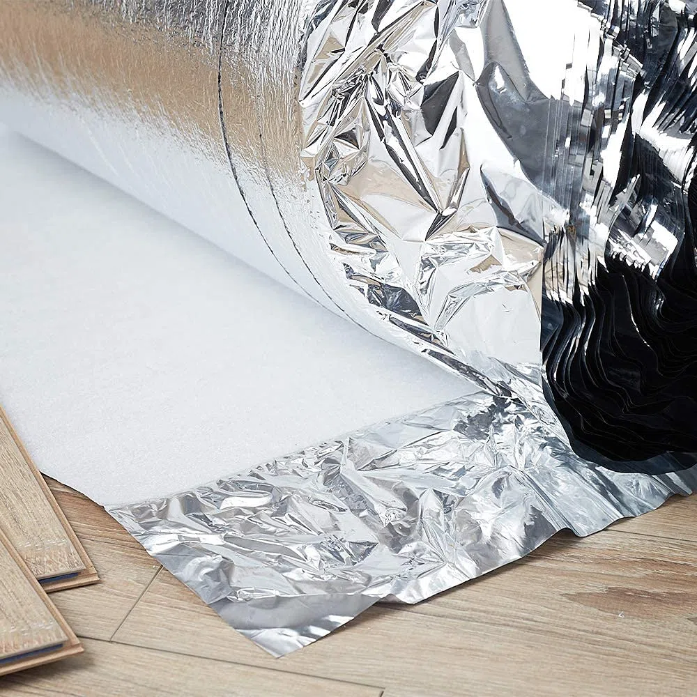 BB-Verpackungen 50 m² Alu-Trittschalldämmung mit Aluminium - Dampfbremsfolie 2mm Stärke für Laminat, Parkett usw