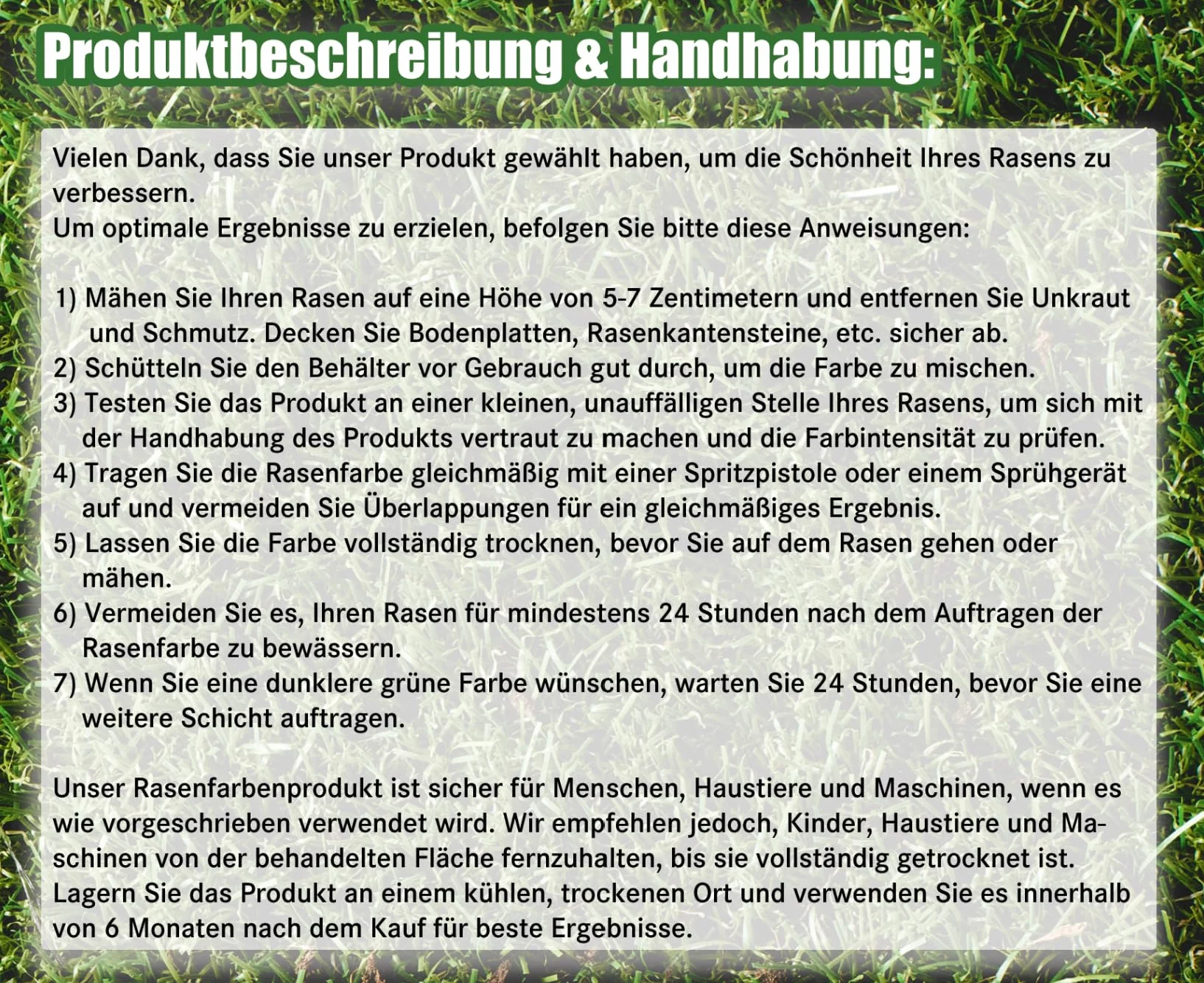Hecken- & Rasenfarbe 1 Liter Sprühflasche - gebrauchsfertige Grasfarbe - wasserbasiert biologisch abbaubar