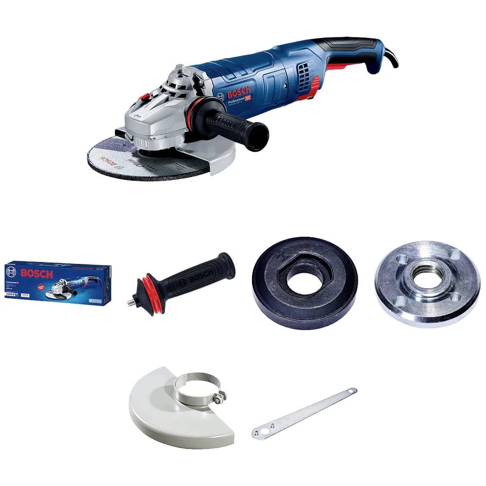 Bosch Professional Winkelschleifer GWS 24-230 JZ (2.400 Watt, inkl. Zweilochschlüssel, Aufnahmeflansch, Spannmutter, Abdeckschutz, Zusatzhandgriff)