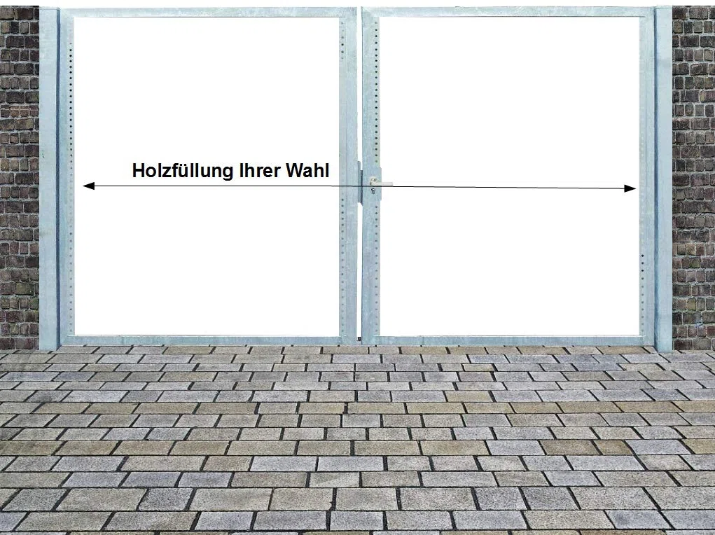 Einfahrtstor Qs Tor Holztor Gartentor Hoftor Verzinkt mit Pfosten Ohne Holzfüllung 2-flügelig 300cm x 180cm