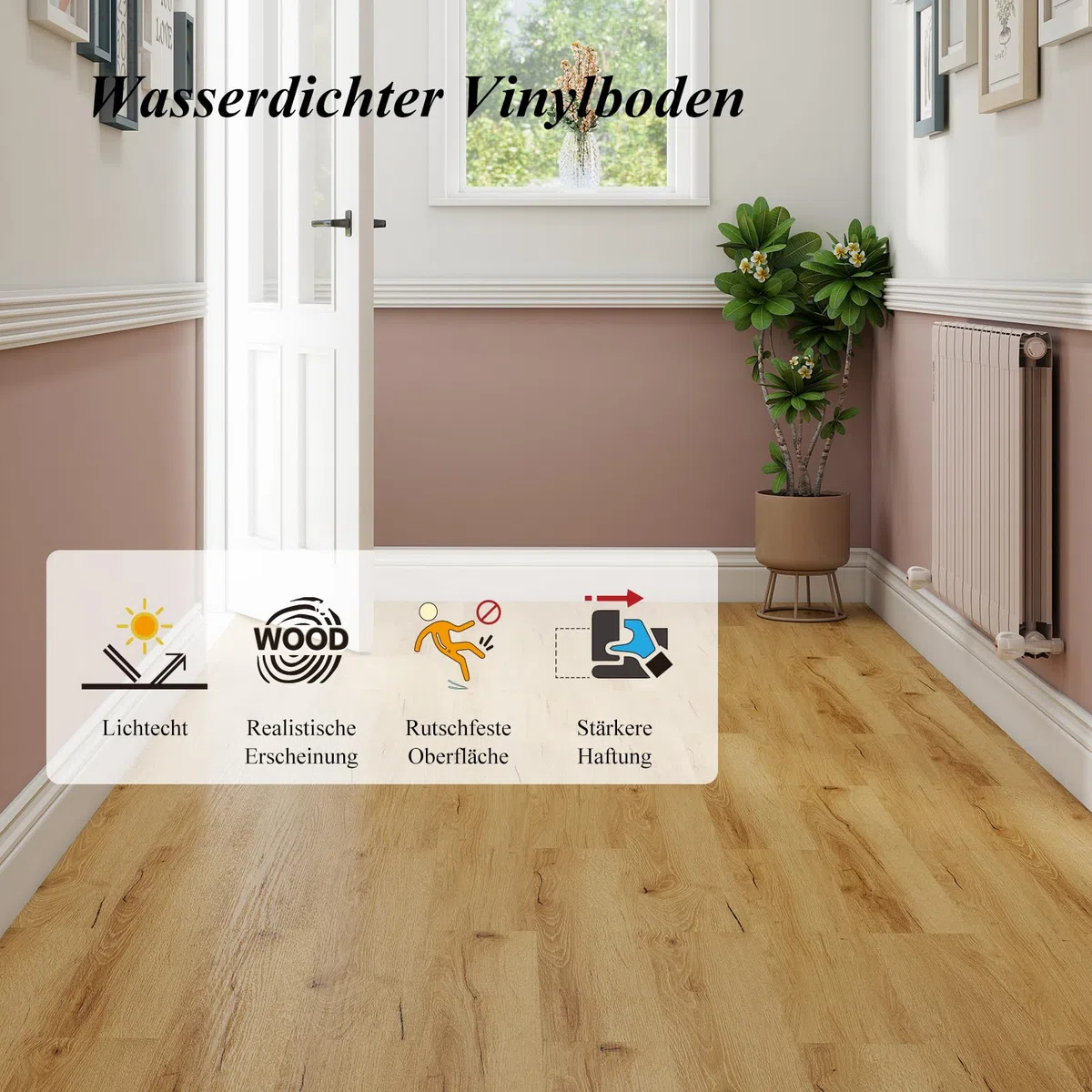 Mysflosy Vinylboden Selbstklebend, PVC Bodenbelag holzoptik wasserdicht, Eiche Europäische 15,24 cm x 91,44 cm vinyl bodenbelag, 36 Dielen, Abdeckung 5 m²