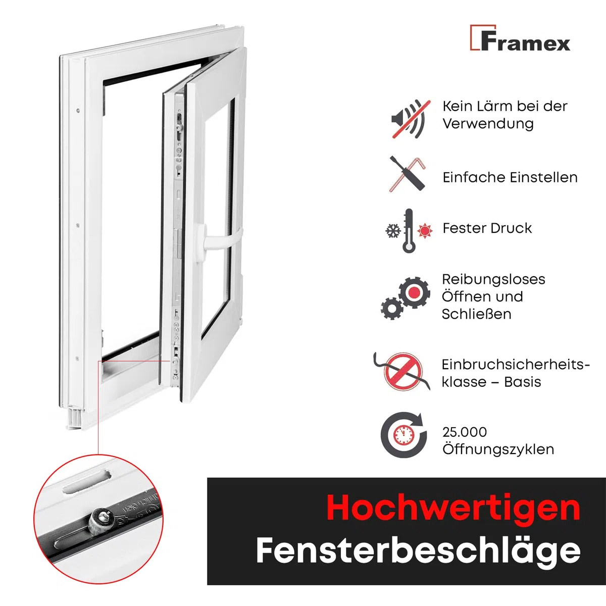 Kellerfenster Fenster Kunststofffenster Weiß Breite x Höhe 80 x 80 cm (800 x 800 mm) 2-fach (32 mm) Dreh Kipp DIN Rechts - Premium - Alle Größen
