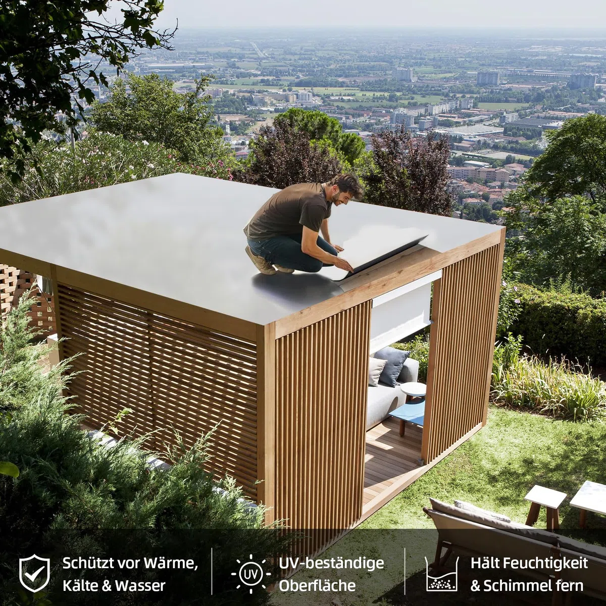 Dachfolie Aluminium Selbstklebend 5m², Selbstklebende Dachbahn mit Starkem Bitumenkleber, Dachbahn Folie selbstklebend für Schuppen, für Gartenhaus & Carport, 1 x 5m (Silber)