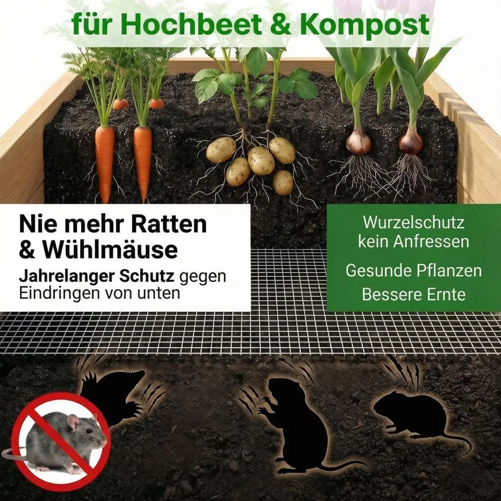 Amagabeli 1,0 X 25 Meter Hasendraht 100cm Volierendraht 12,7 mm Maschenweite Maulwurfgitter Wühlmausgitter Für Hochbeet Zaun Hühnerdraht Maschendrahtzaun Kaninchendraht Drahtgitter Feuerverzinkt