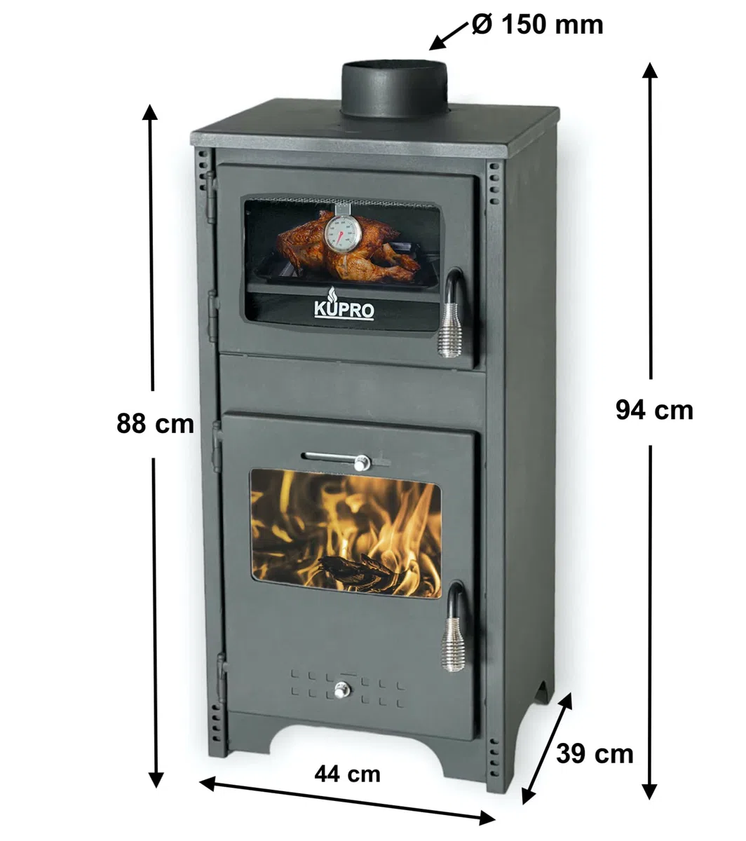 EEK A+ Kaminofen mit Backfach und Herdplatte Ever 2 Holzofen 7,85 kW Kamin Ofen Holz Werkstattofen Hüttenofen Heizofen