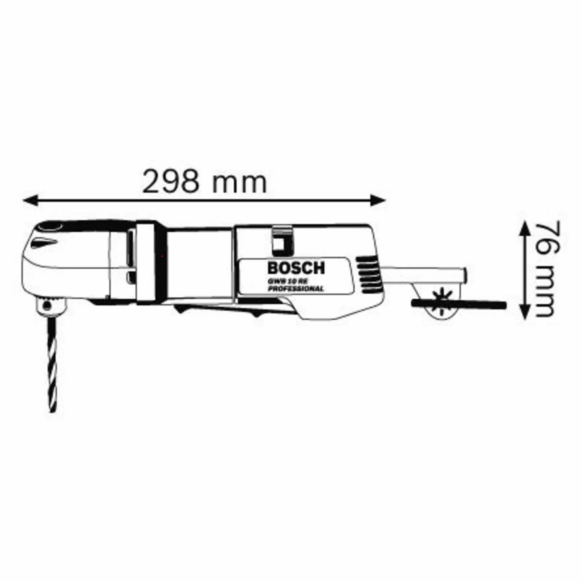 Bosch Professional Winkelbohrmaschine GWB 10 RE (400 W Nennaufnahmeleistung, 22 mm Bohr-Ø Holz, 10 mm Bohr-Ø Stahl, inkl. Zahnkranzbohrfutter eingebaut 10 mm)