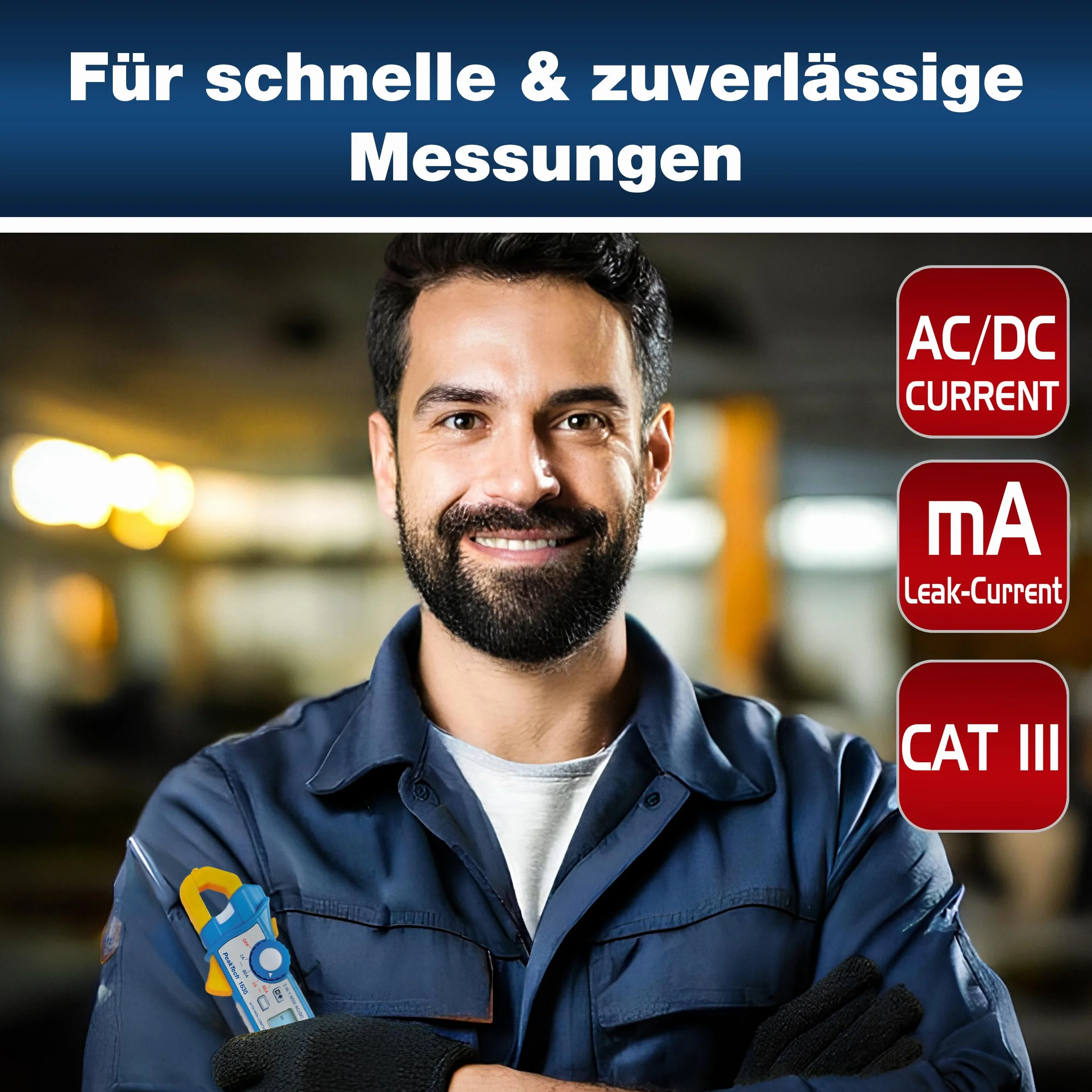 PeakTech 1635 - Strommesszange für Kriechstrom & Leckstrom 2A / 80A AC/DC